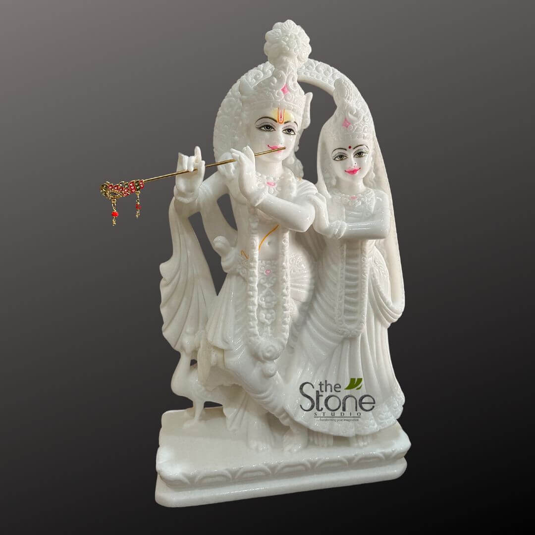18 inch Marble Radha Krishna Statue
