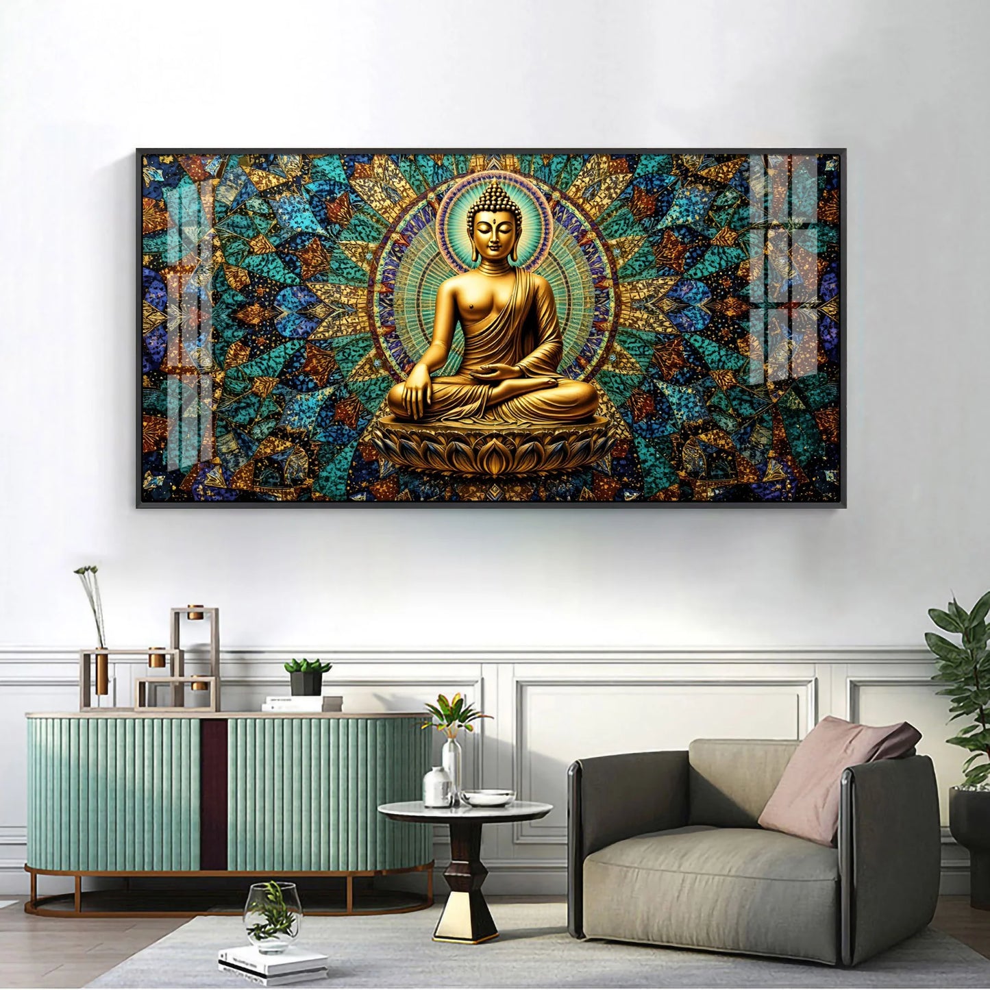 Buddha's Warm Embrace Premium Acrylic Horizontal Wall Art