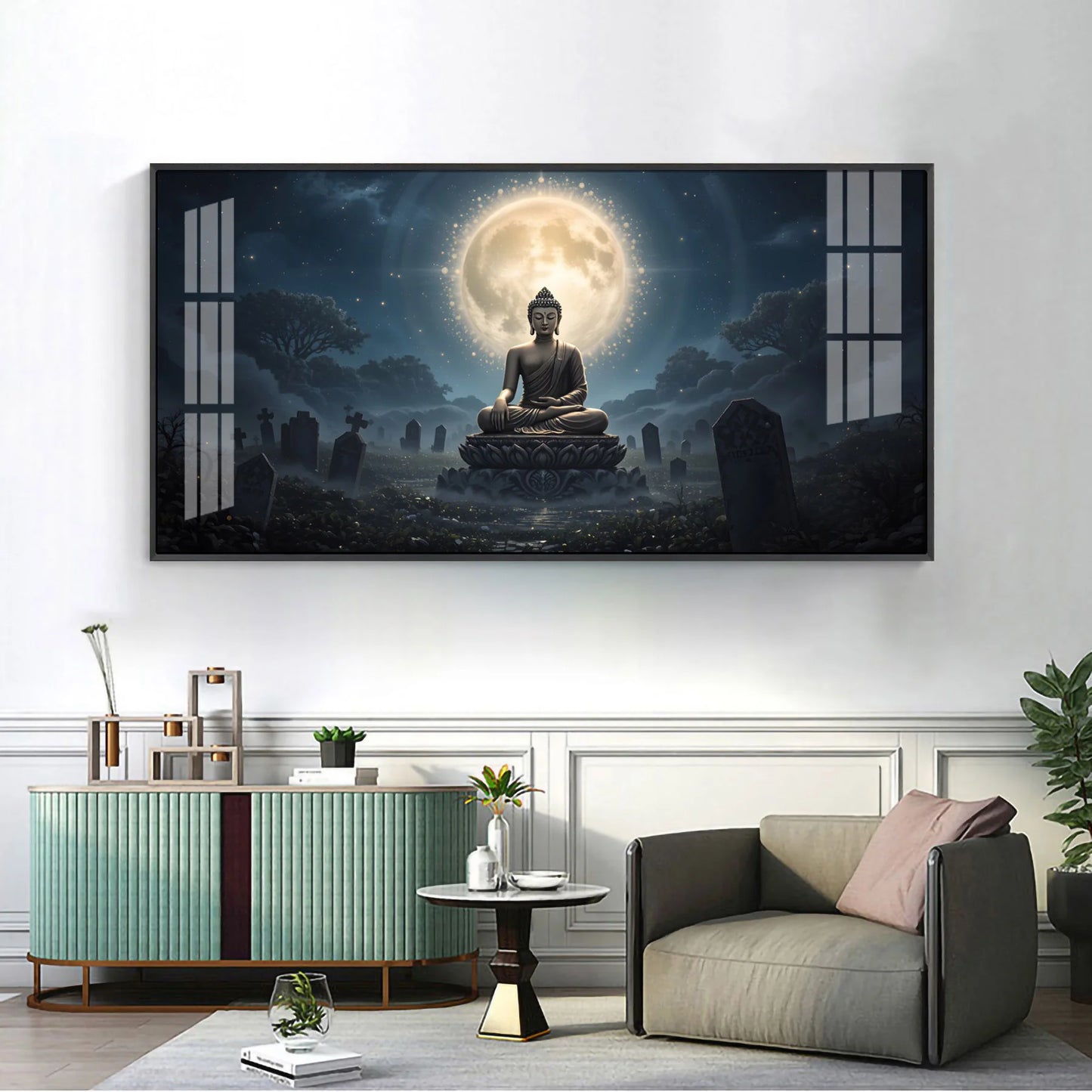 Calm Reflections Of Buddha Premium Acrylic Horizontal Wall Art