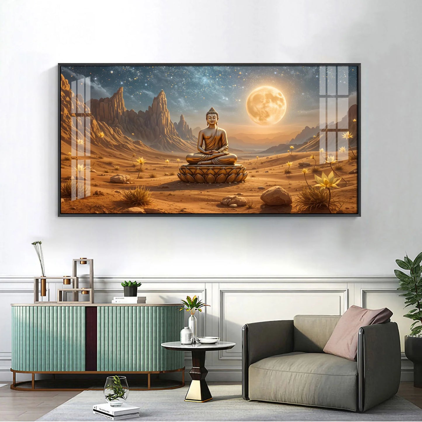 Buddha's Desert Harmony Premium Acrylic Horizontal Wall Art