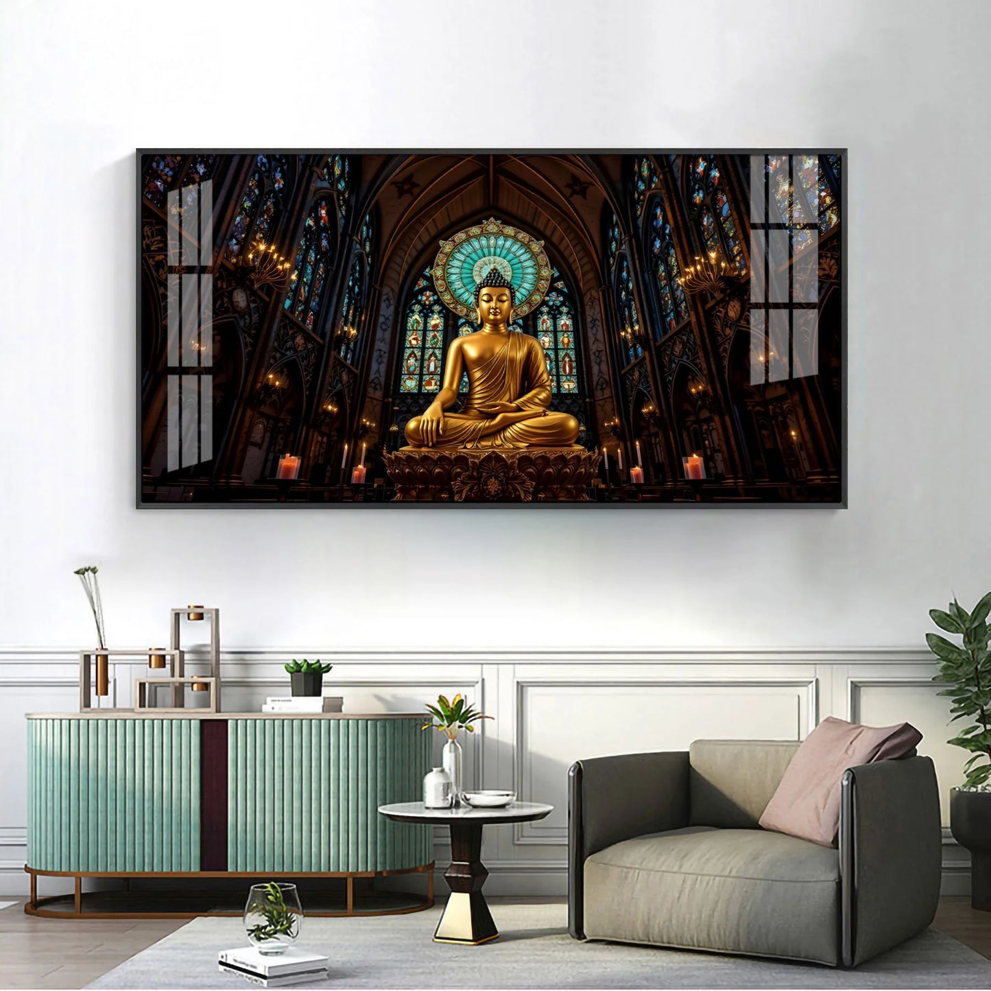 Radiant Peace Buddha Premium Acrylic Horizontal Wall Art