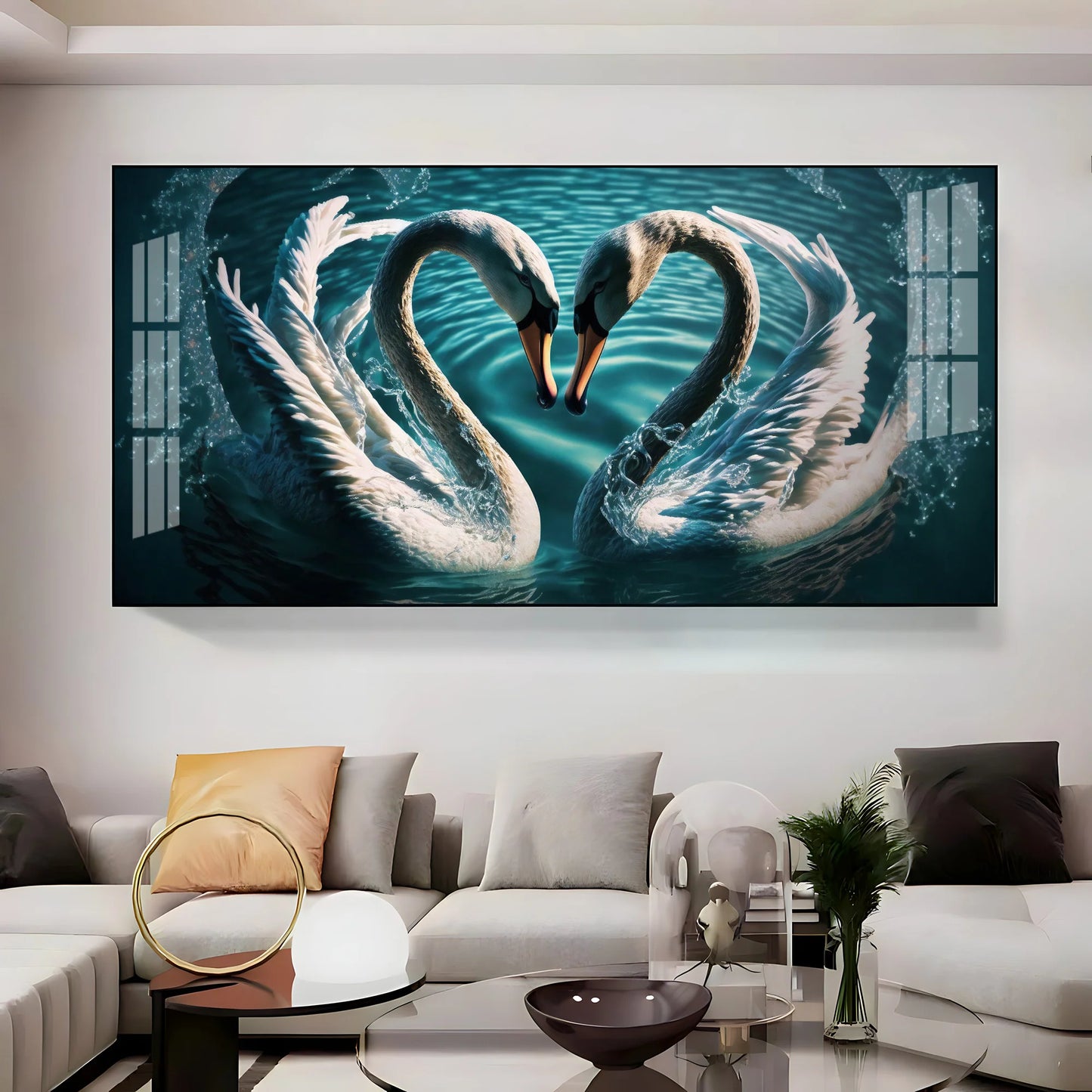 Blended By Love Swan Premium Acrylic Horizontal Wall Art