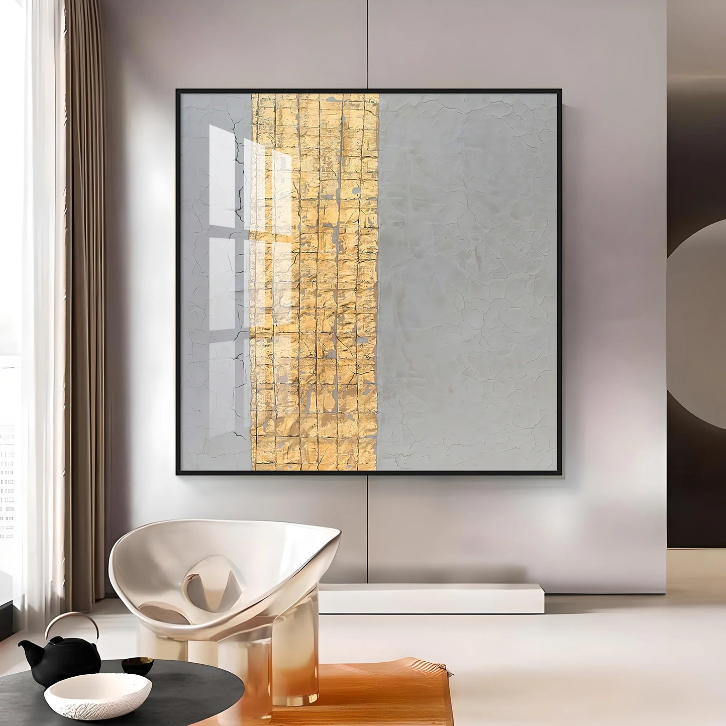 The Golden Stripe Premium Acrylic Square Wall Art