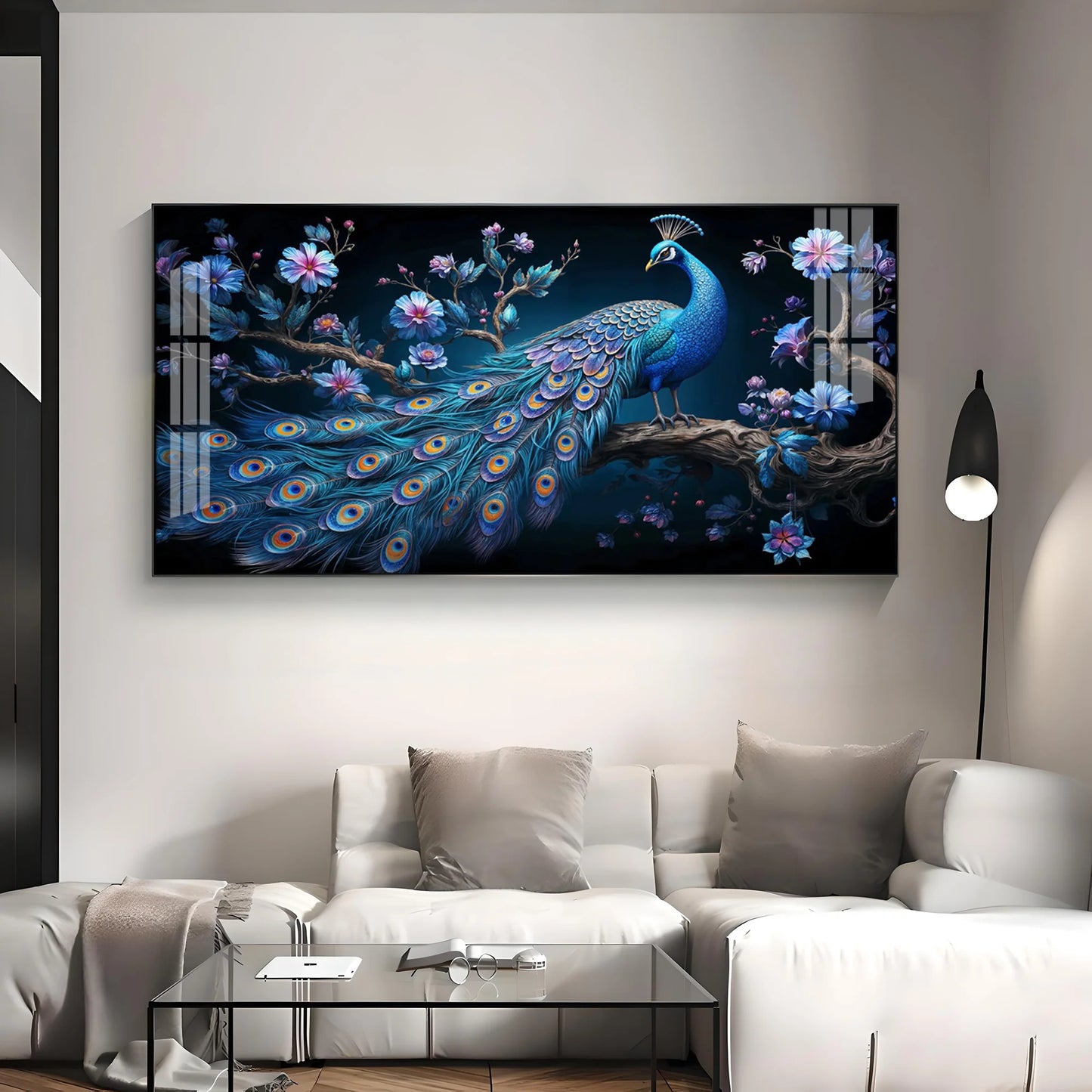 Surreal Peacock Scenery Premium Acrylic Horizontal Wall Art