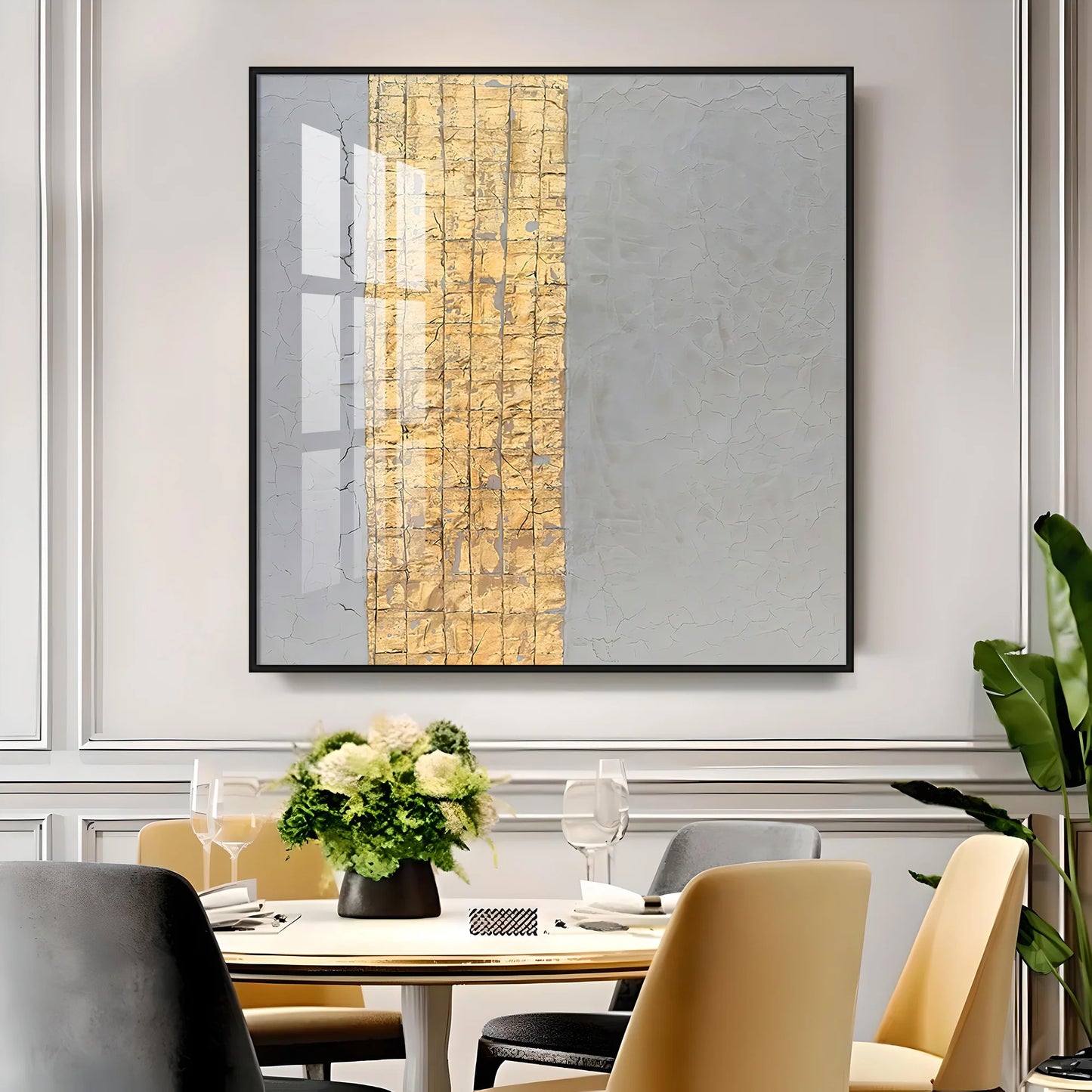 The Golden Stripe Premium Acrylic Square Wall Art