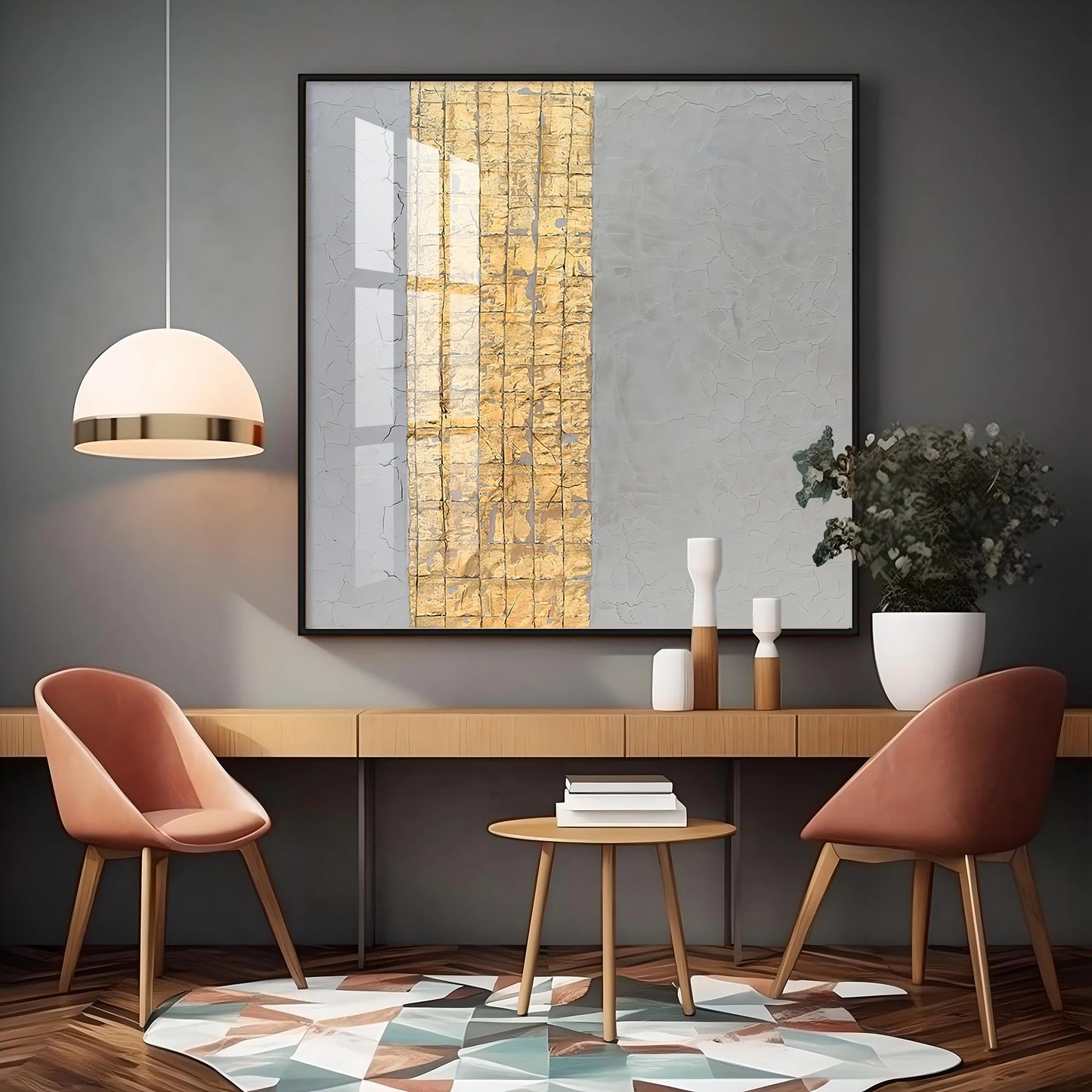 The Golden Stripe Premium Acrylic Square Wall Art