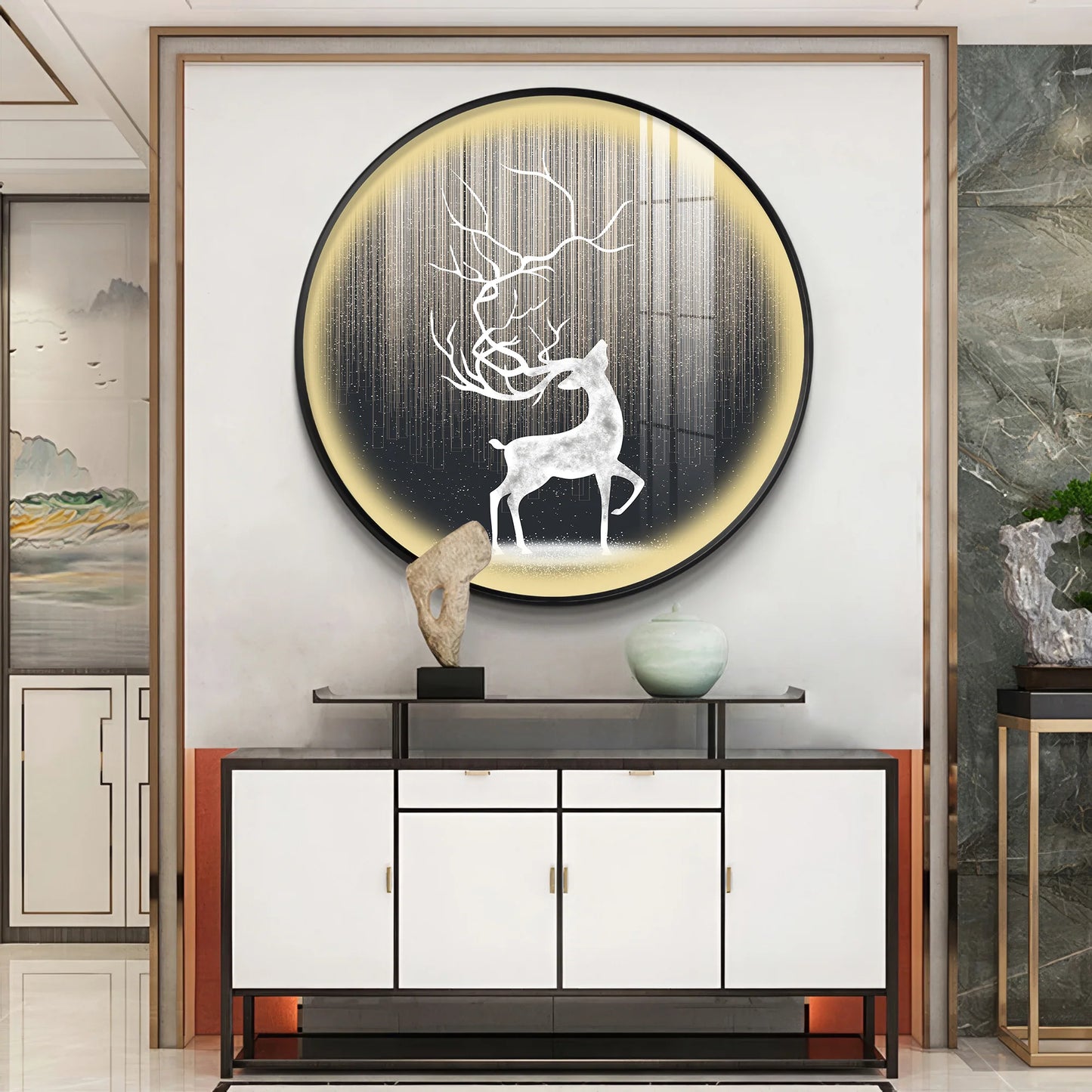 Enchanted Deer Premium Acrylic Round Wall Art