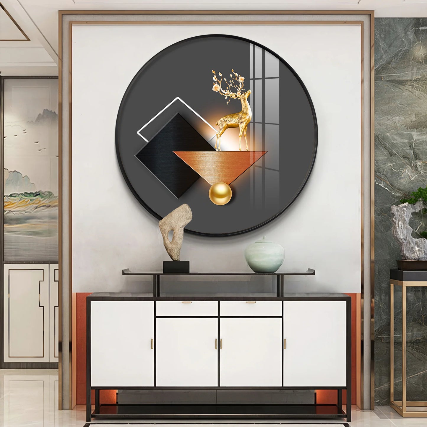 Antler Aesthetic Premium Acrylic Round Wall Art
