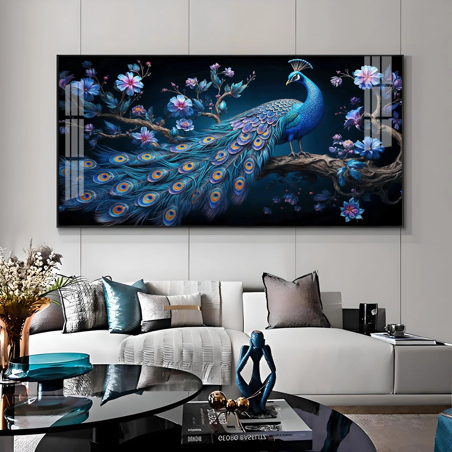 Surreal Peacock Scenery Premium Acrylic Horizontal Wall Art