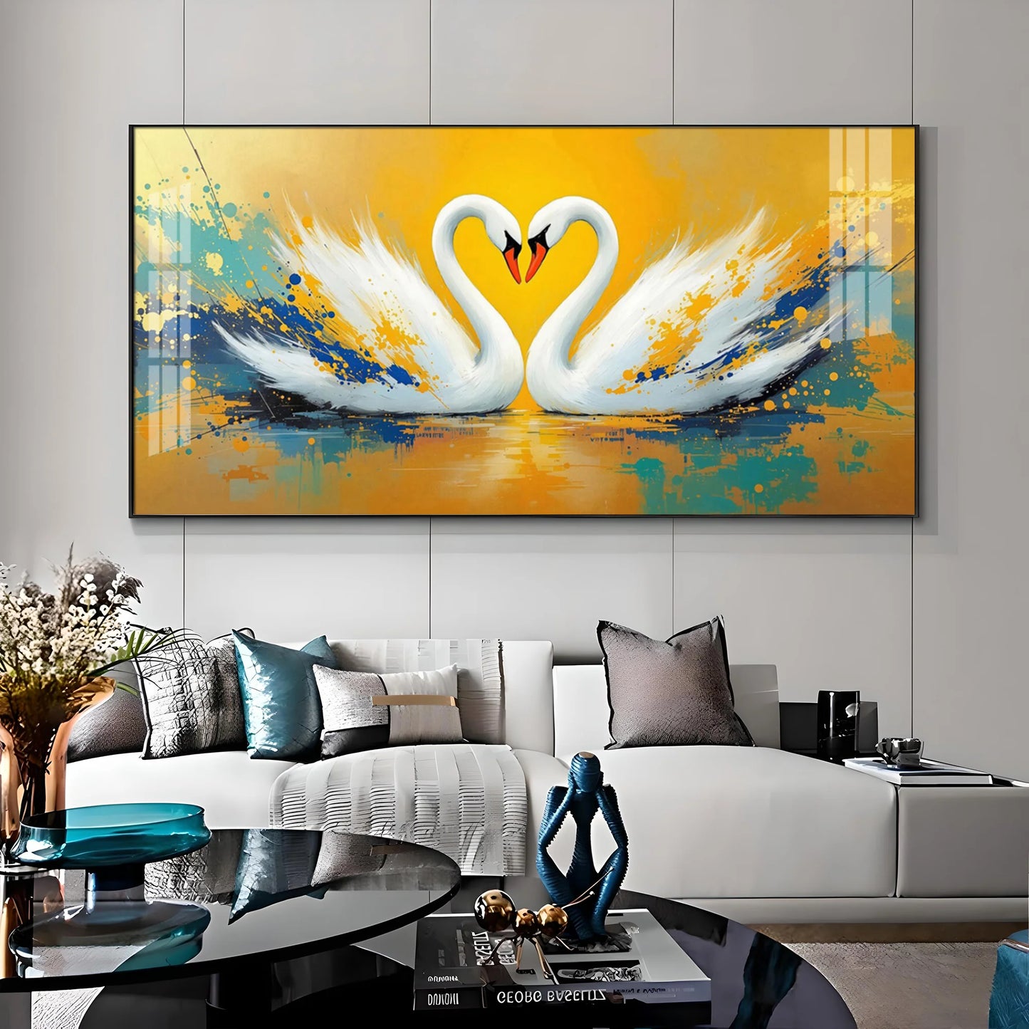 Beloved Swan Hugging Premium Acrylic Horizontal Wall Art