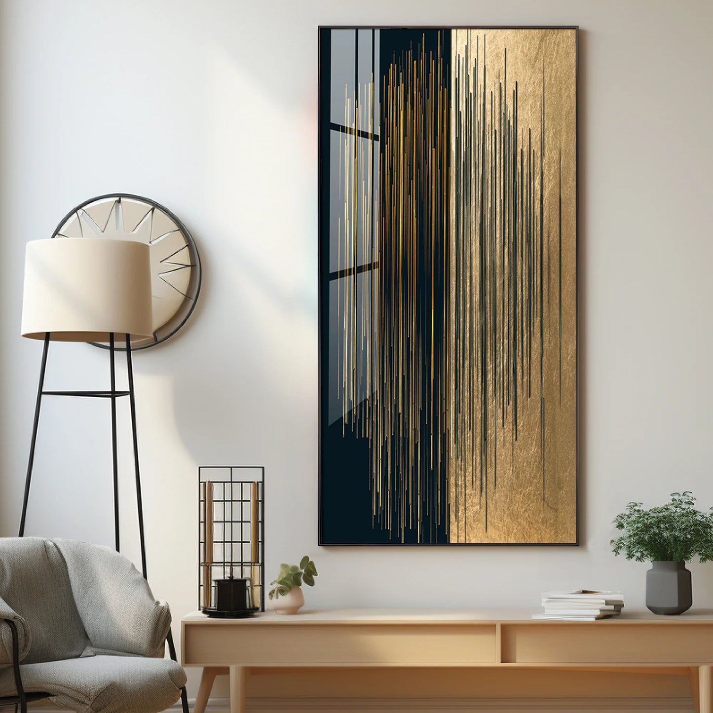 Black & Golden Textured Premium Acrylic Vertical Wall Art