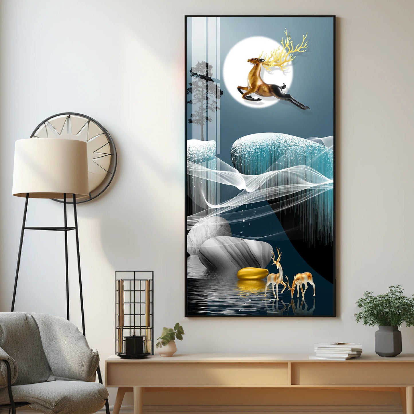 Catch The Moon Luxury Crystal Vertical Wall Art