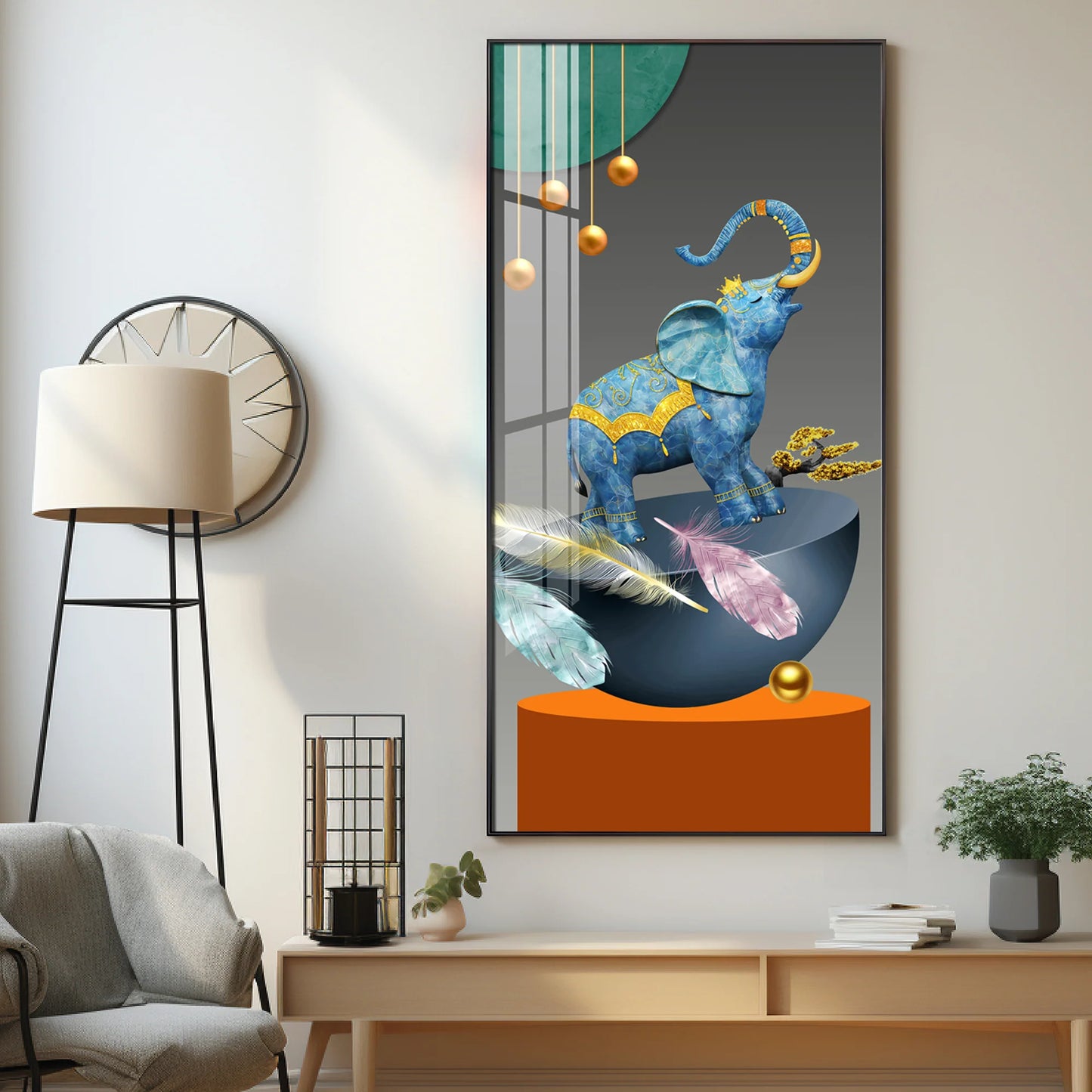 Vibrant Elephant Premium Acrylic Vertical Wall Art