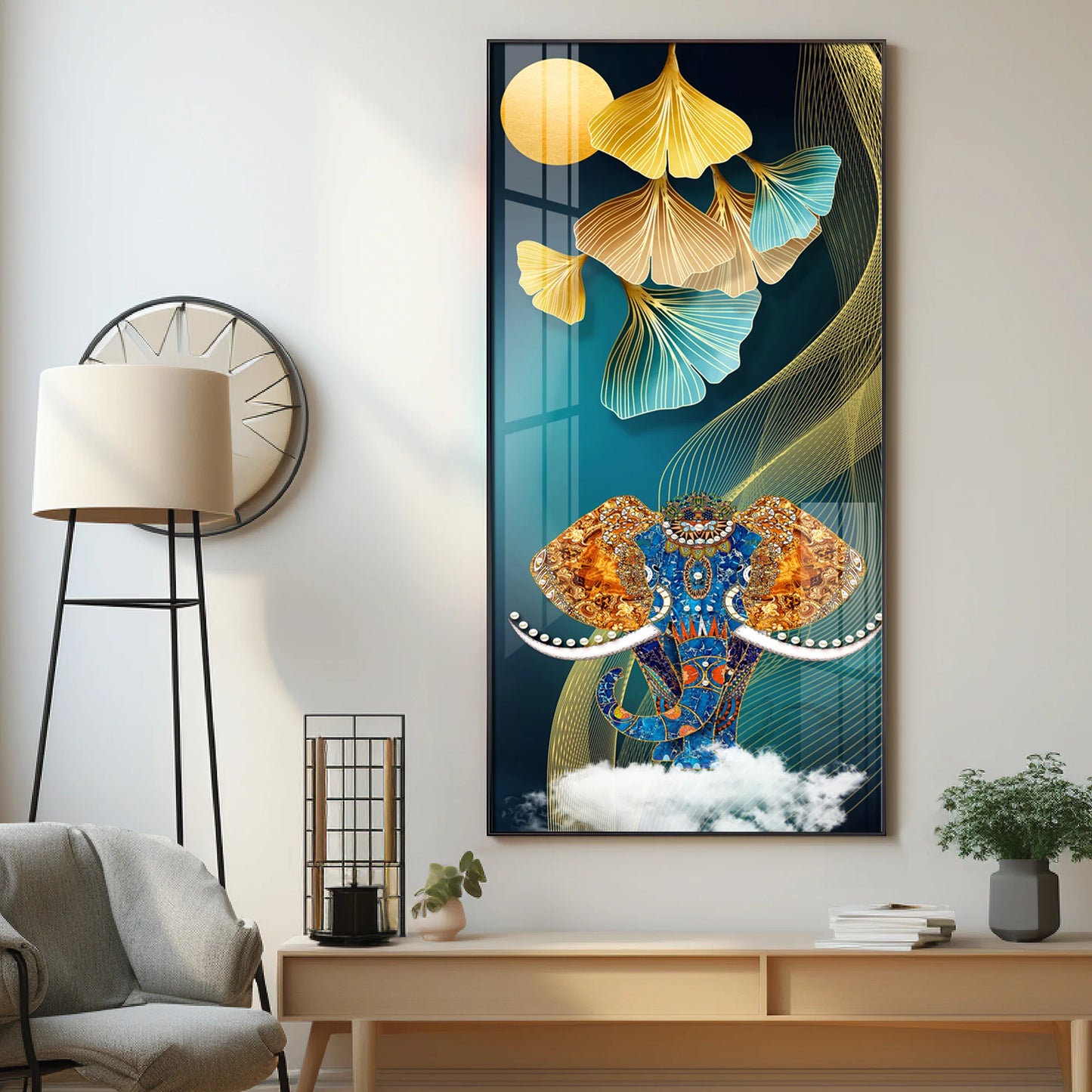 Jeweled Elephant Premium Acrylic Vertical Wall Art