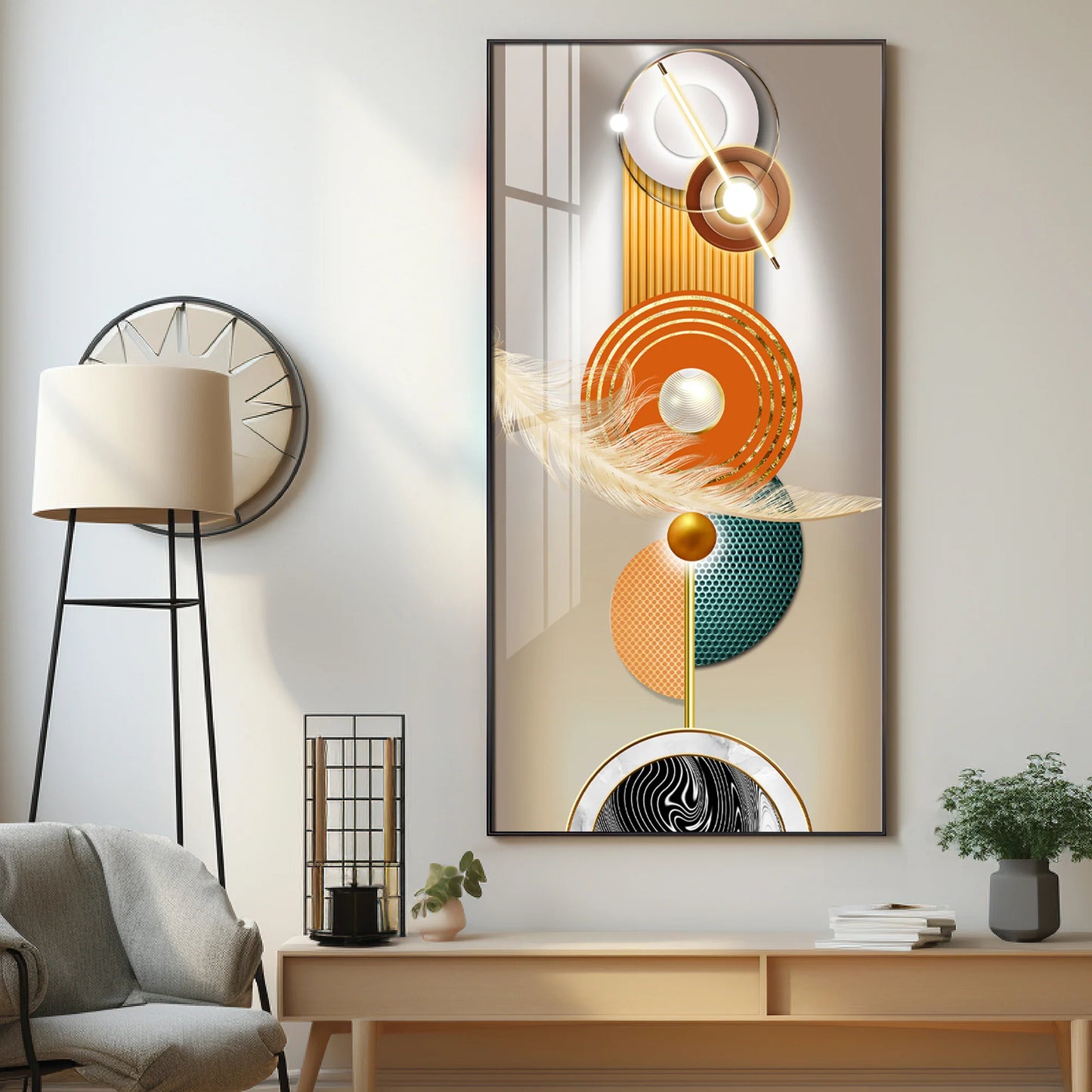 Luxury Crystal Circle Premium Acrylic Vertical Wall Art