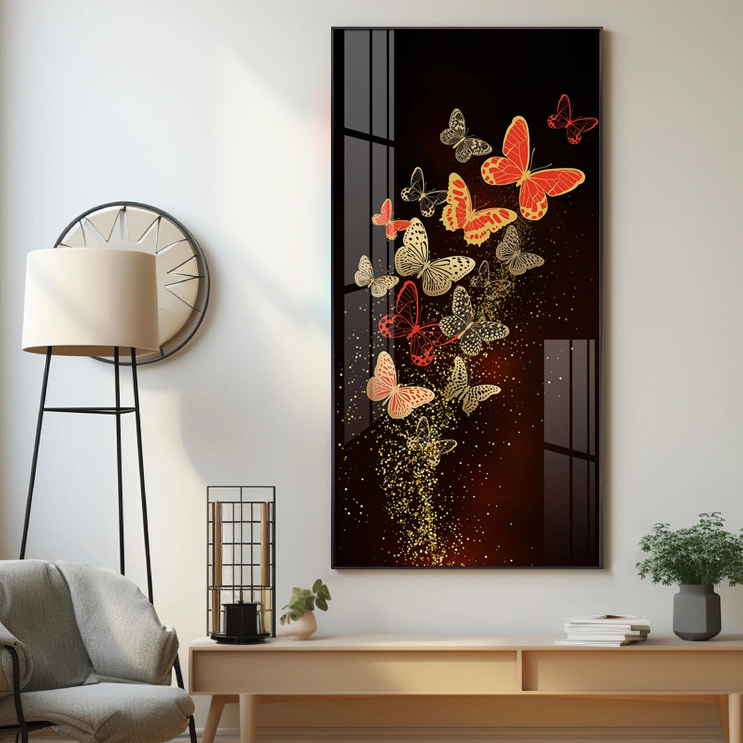 Decorative Butterfly Premium Acrylic Vertical Wall Art
