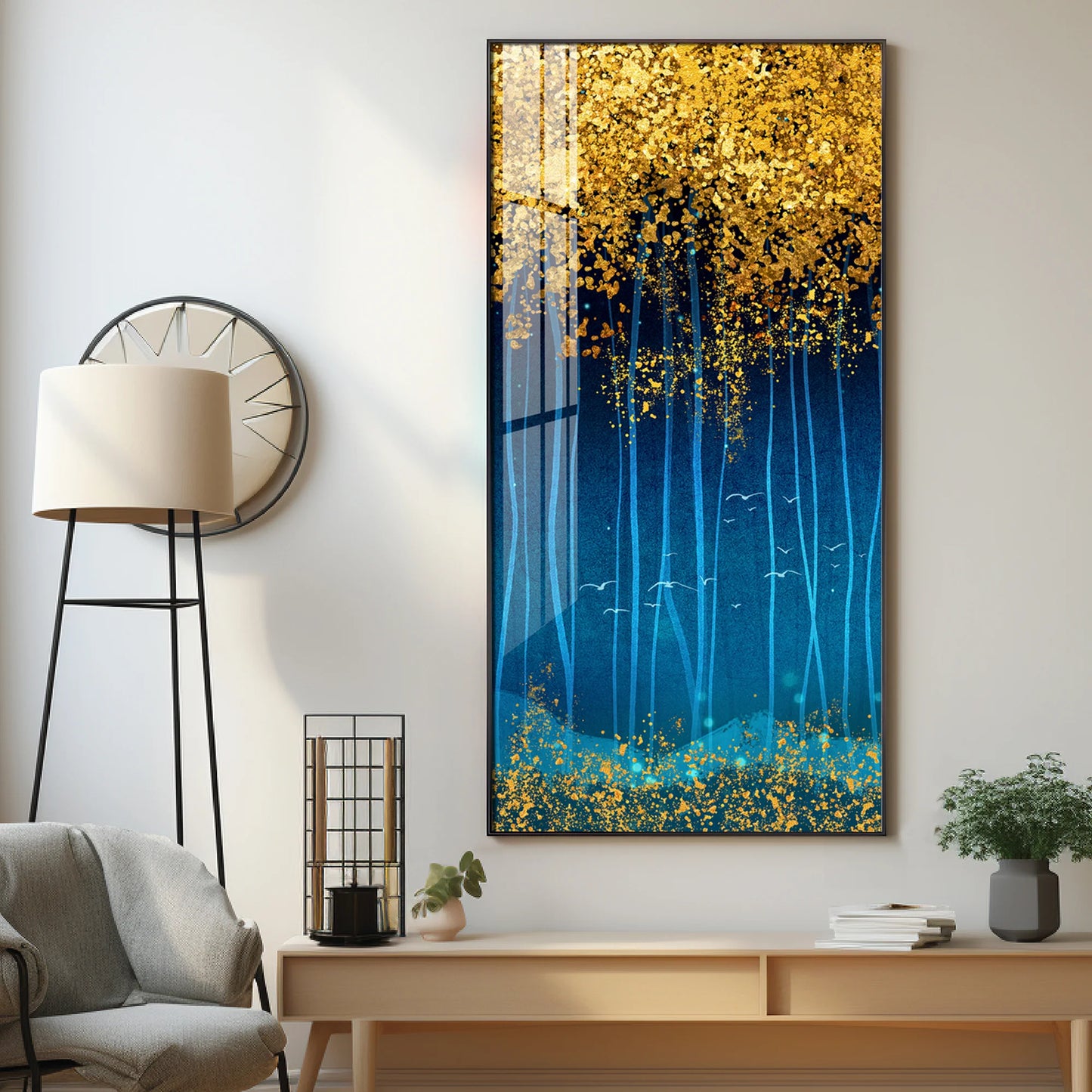 Sparkling Leaves Premium Acrylic Vertical Wall Art