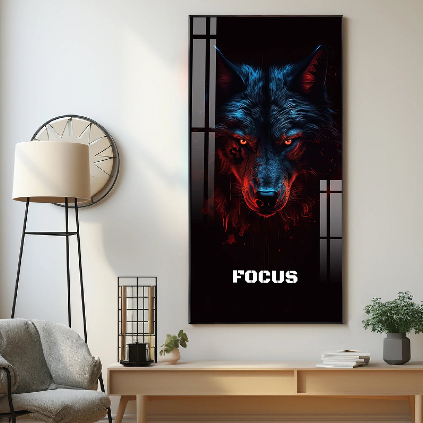 Alpha Wolf Premium Acrylic Vertical Wall Art
