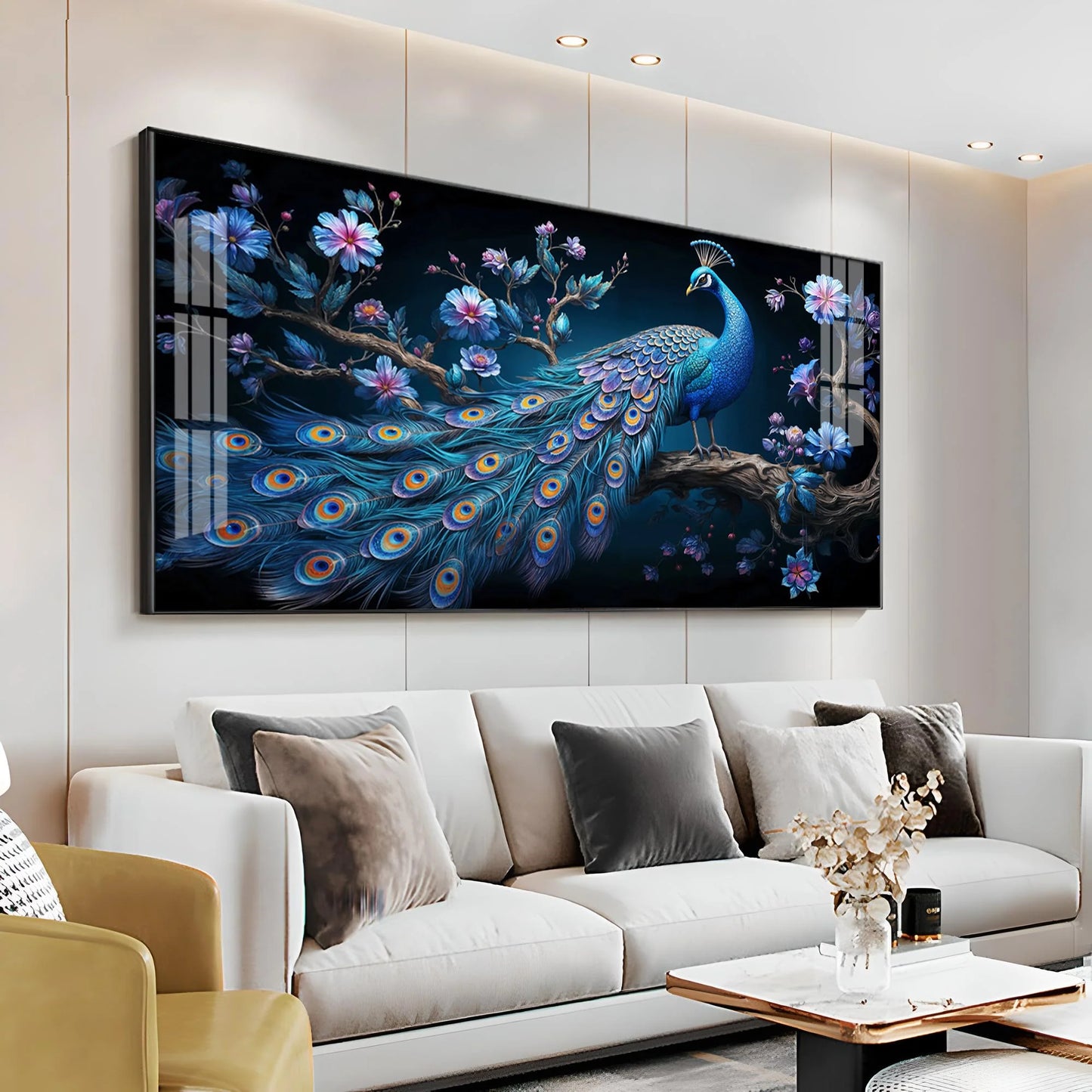 Surreal Peacock Scenery Premium Acrylic Horizontal Wall Art