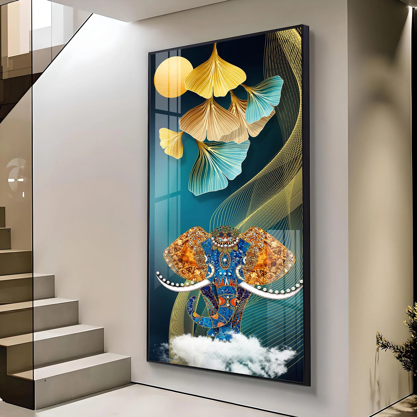 Jeweled Elephant Premium Acrylic Vertical Wall Art