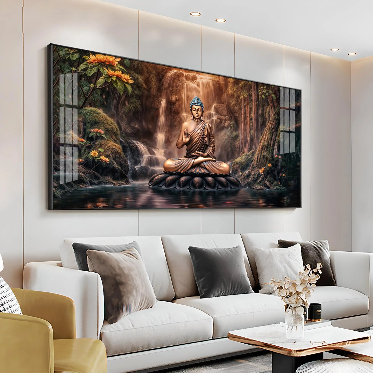 Tranquil Illumination Buddha Premium Acrylic Horizontal Wall Art