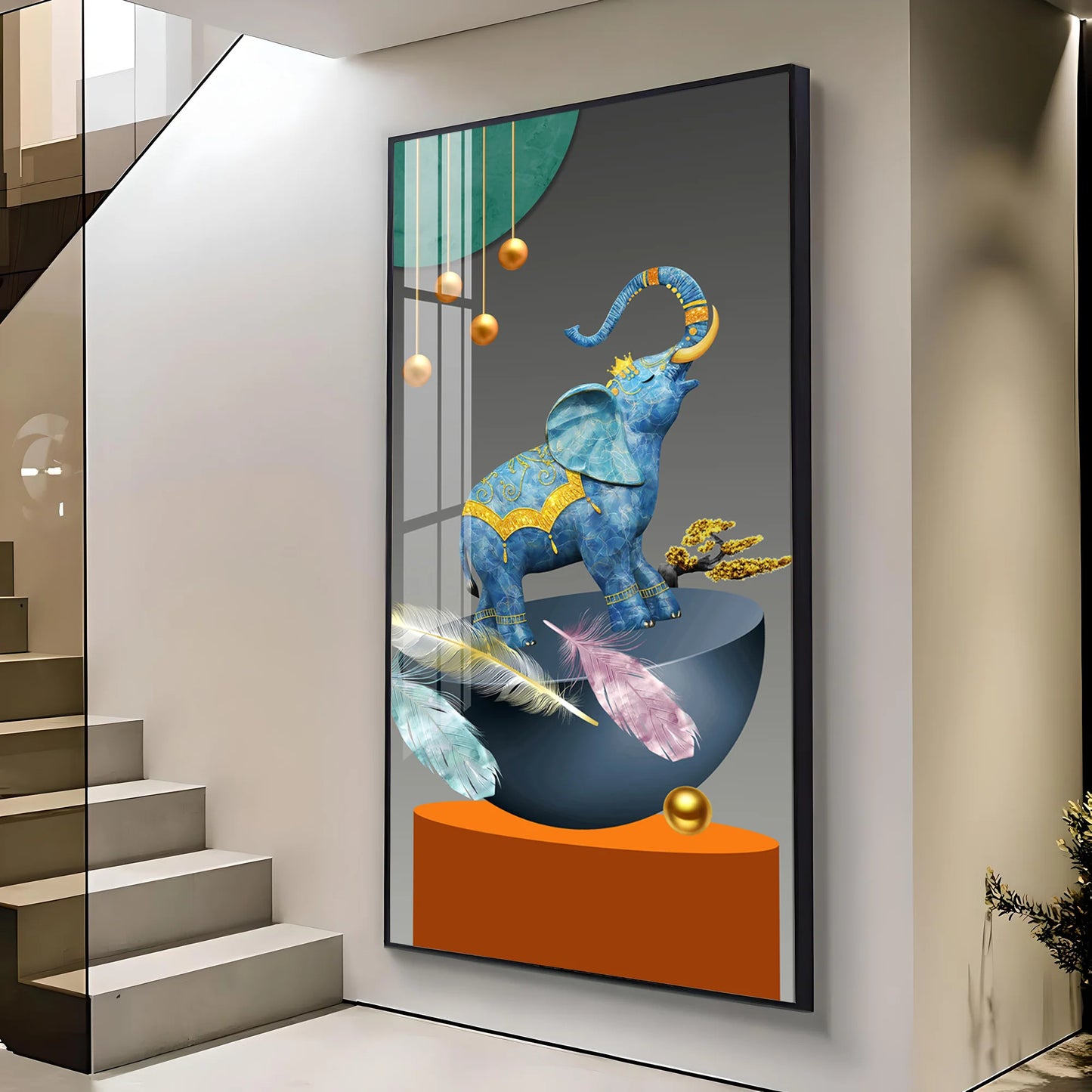 Vibrant Elephant Premium Acrylic Vertical Wall Art