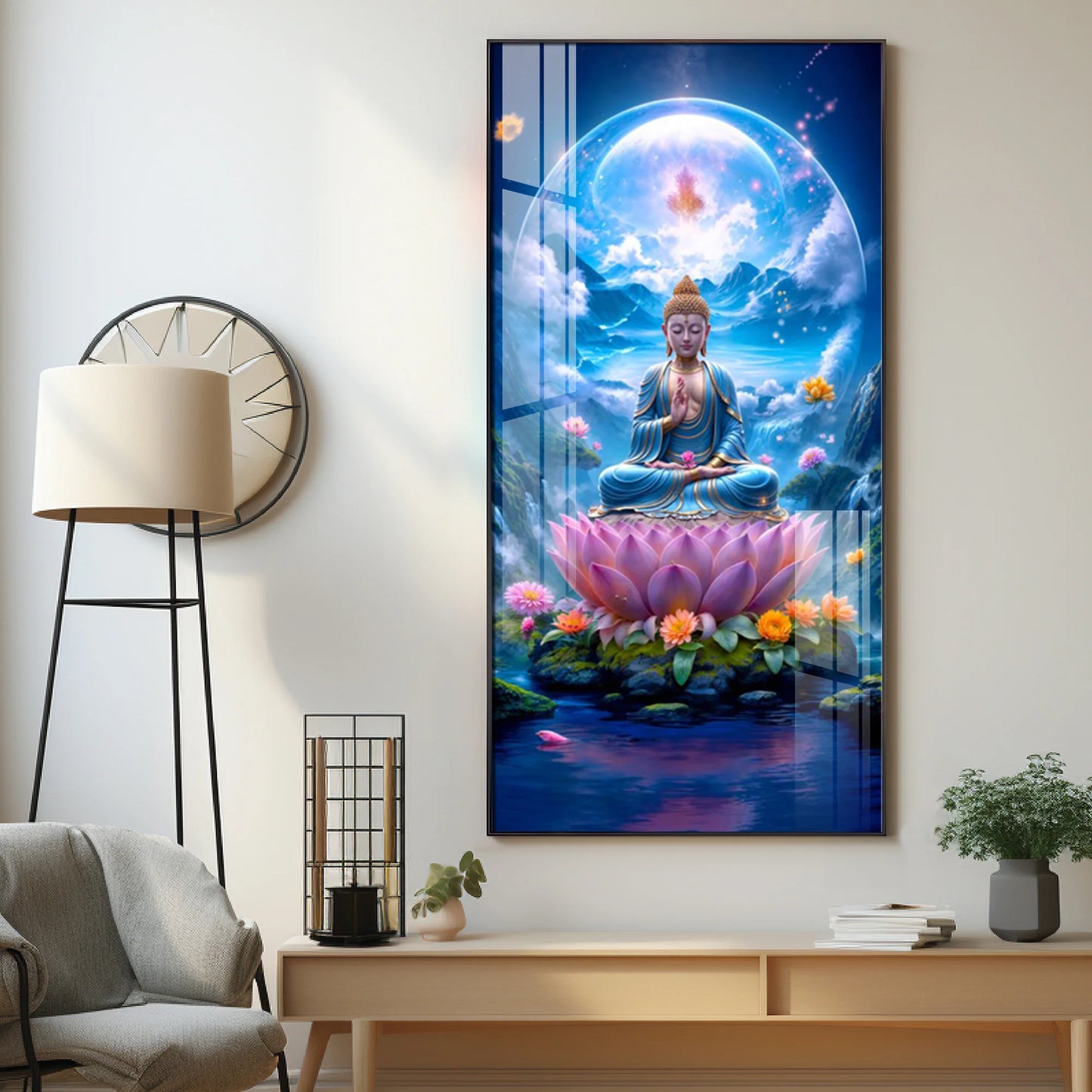 The Buddha's Lotus Premium Acrylic Vertical Wall Art