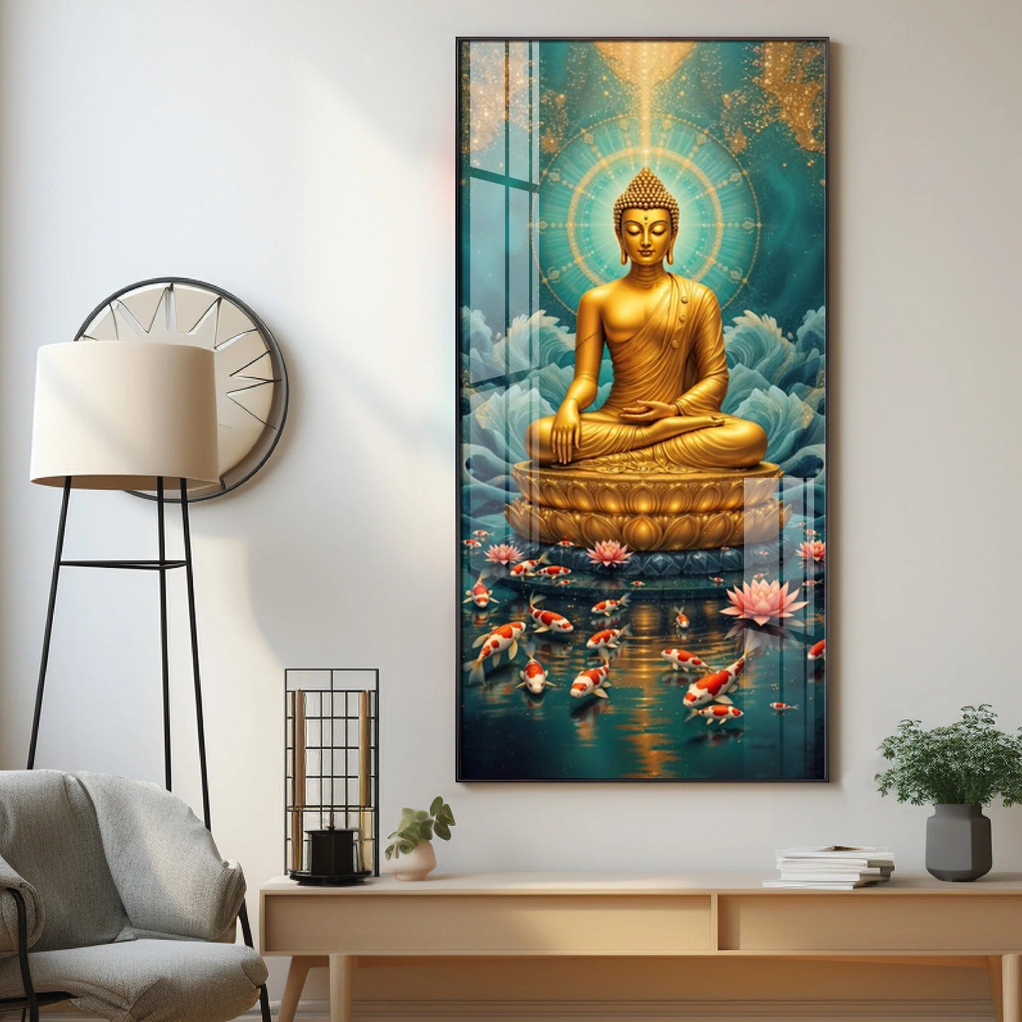 Calm Buddha Musing Premium Acrylic Vertical Wall Art