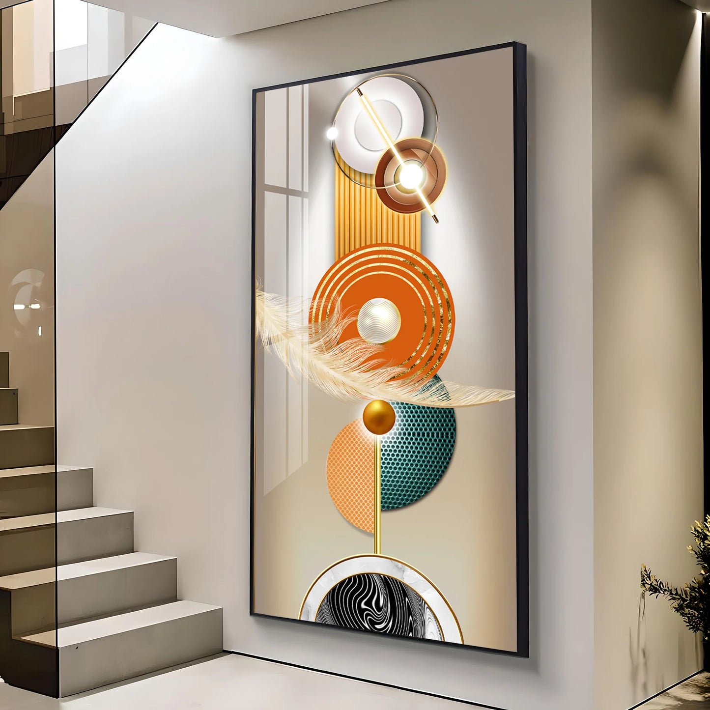 Luxury Crystal Circle Premium Acrylic Vertical Wall Art