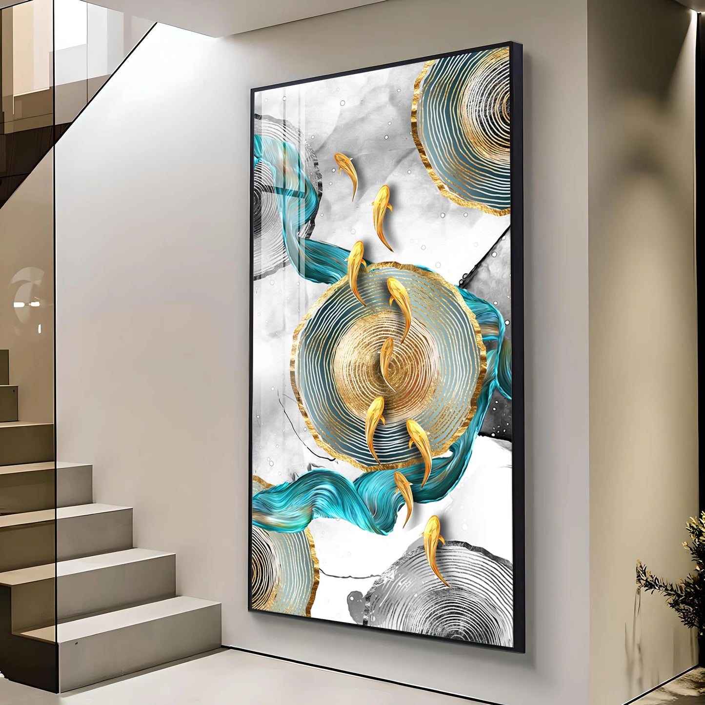 Serene Artwork Luxury Crystal Vertical Wall Art