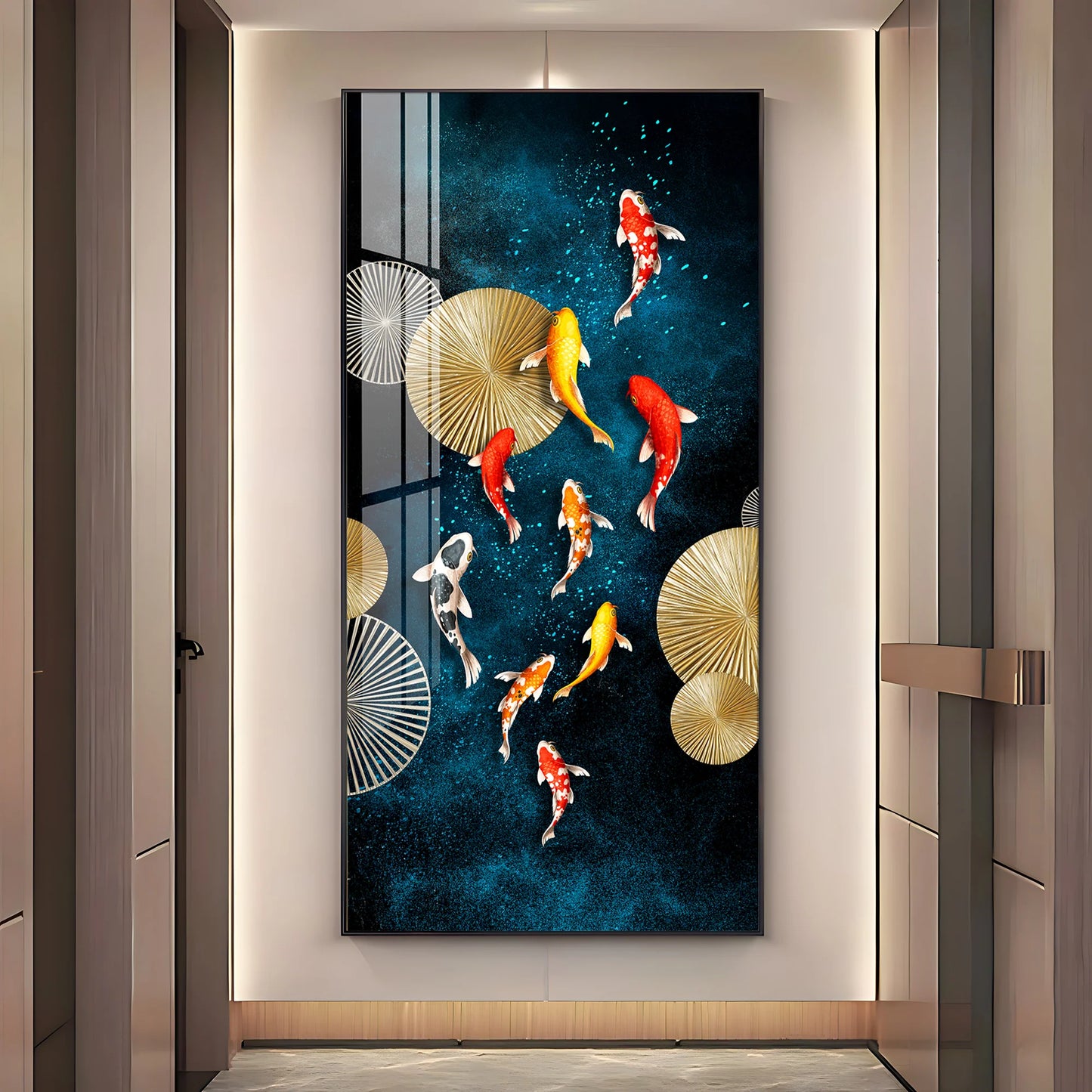 Colourful Koi Fish Premium Acrylic Vertical Wall Art