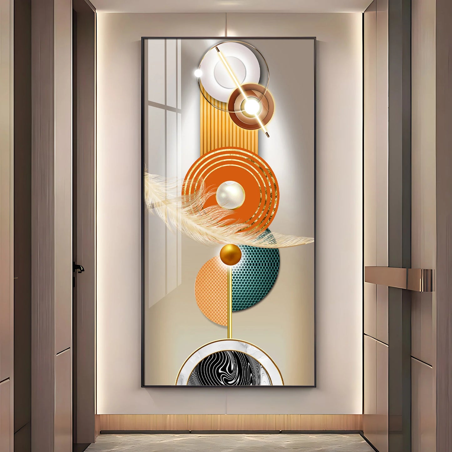Luxury Crystal Circle Premium Acrylic Vertical Wall Art
