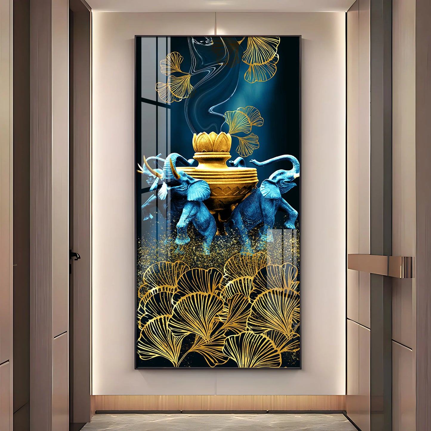 Elephant & Leaf Premium Acrylic Vertical Wall Art