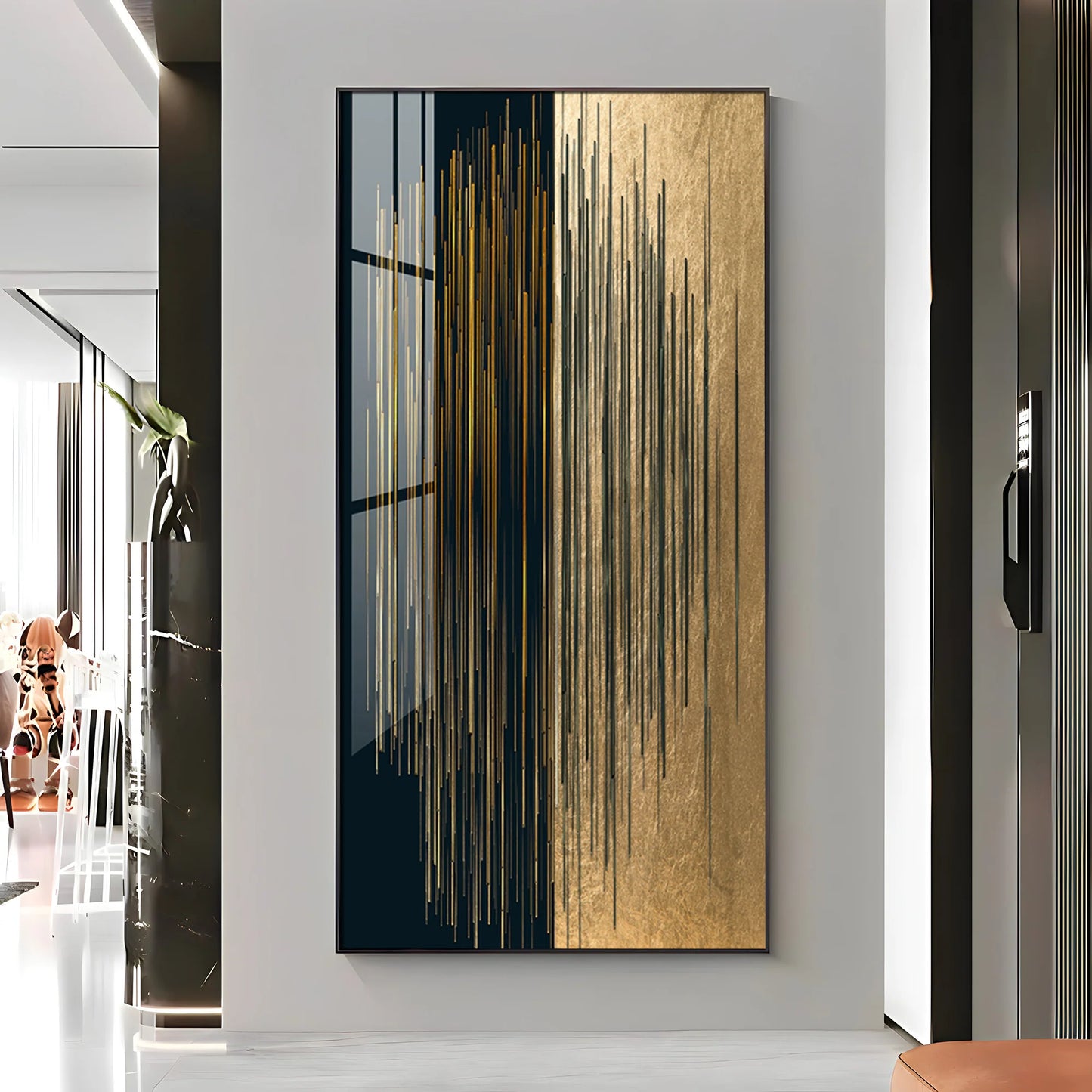 Black & Golden Textured Premium Acrylic Vertical Wall Art