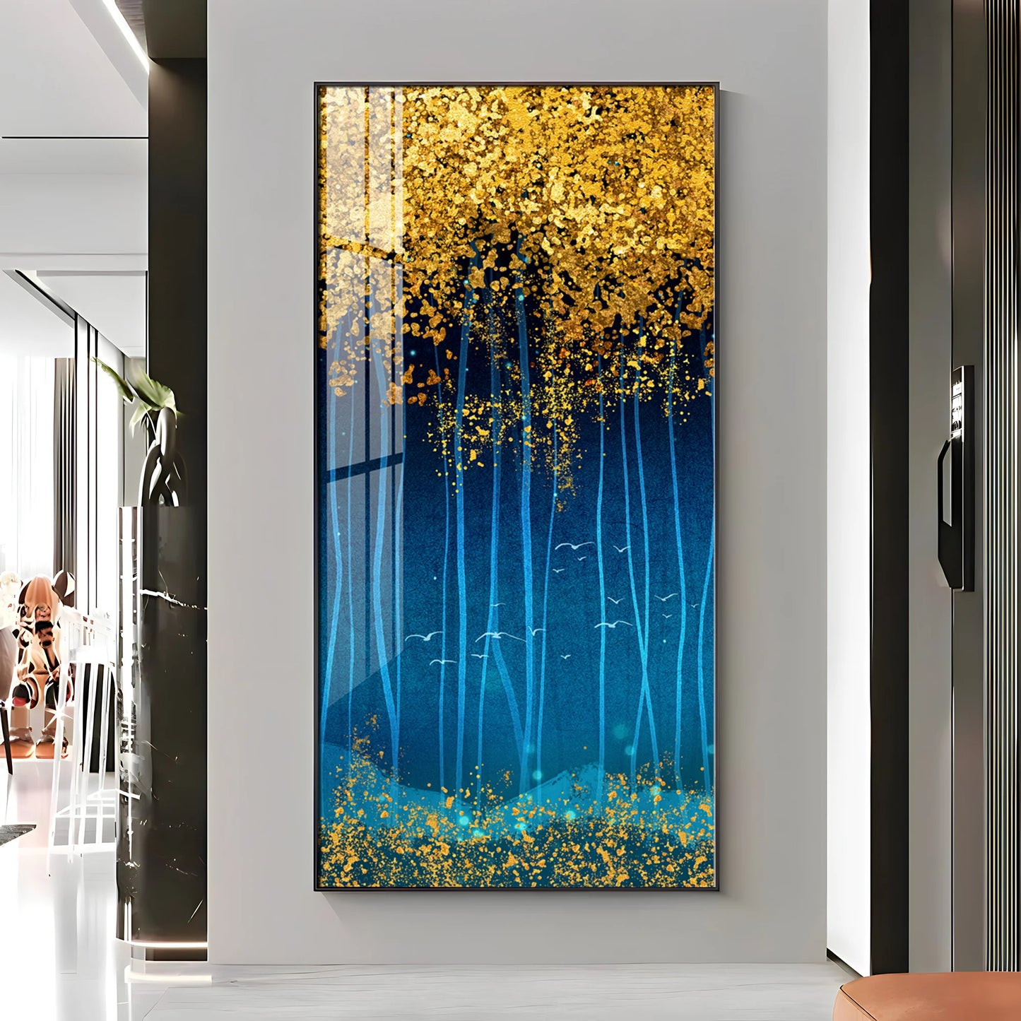 Sparkling Leaves Premium Acrylic Vertical Wall Art