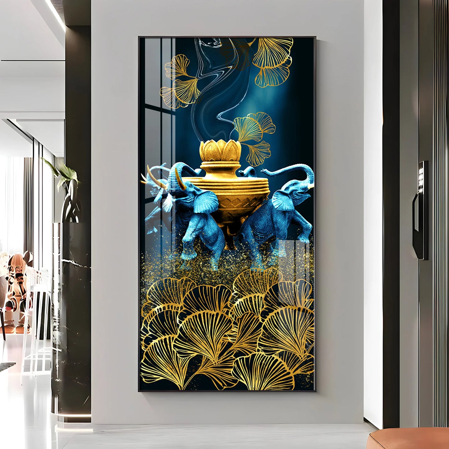 Elephant & Leaf Premium Acrylic Vertical Wall Art