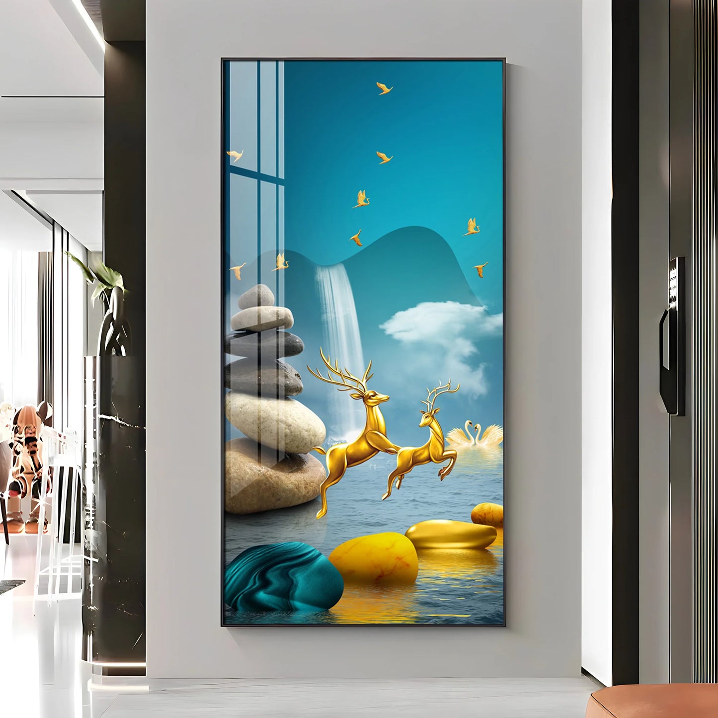 Fengshui Fortune Deer Premium Acrylic Vertical Wall Art