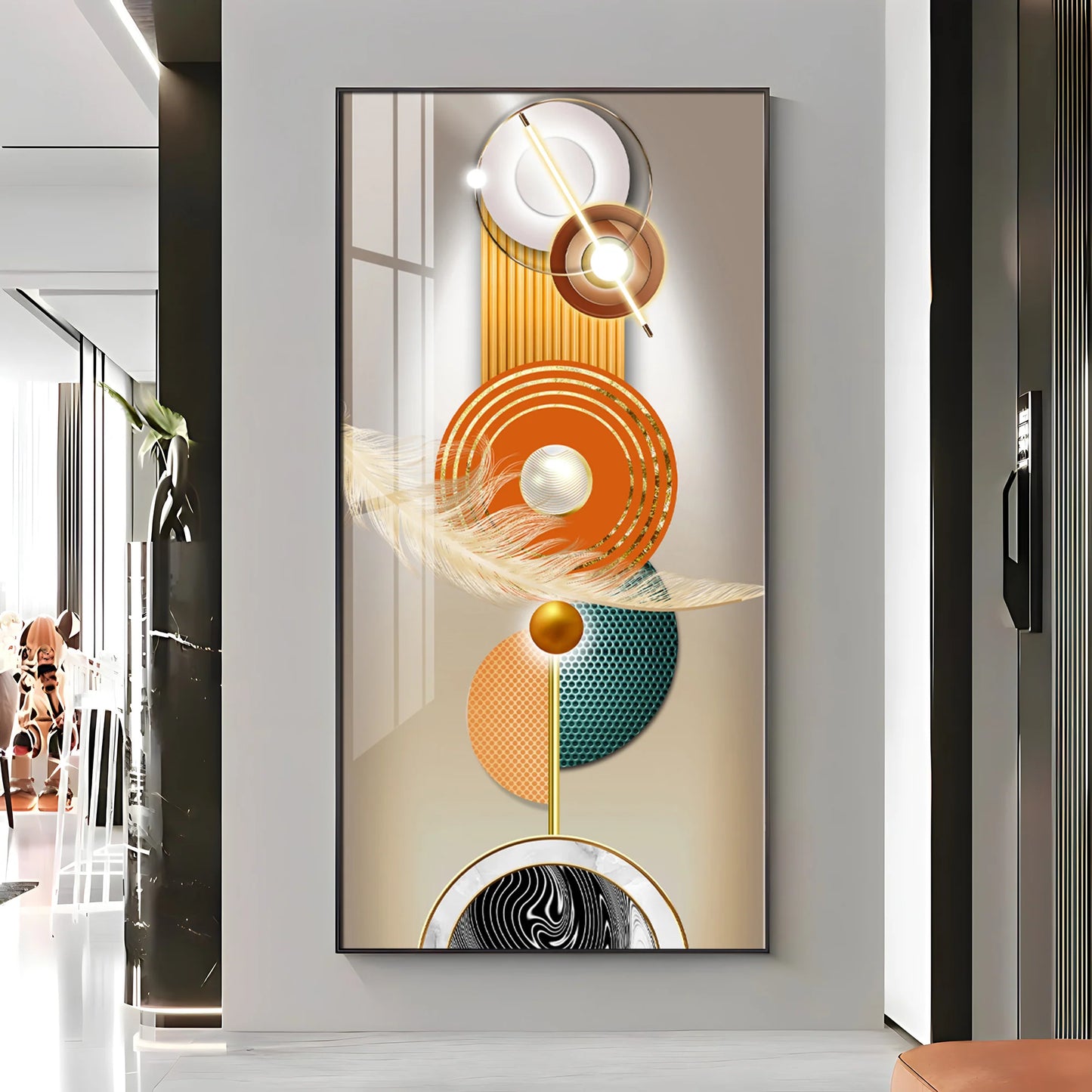 Luxury Crystal Circle Premium Acrylic Vertical Wall Art