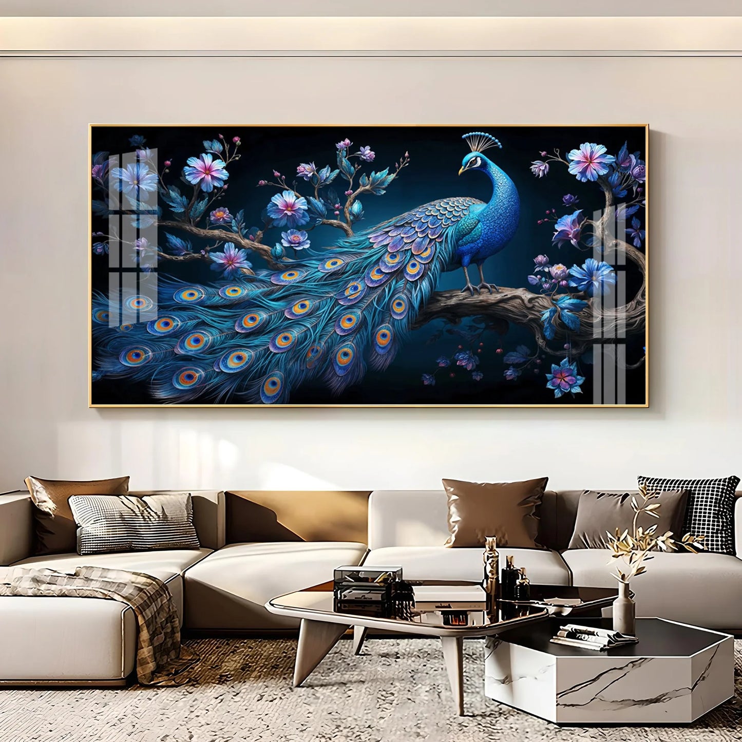 Surreal Peacock Scenery Premium Acrylic Horizontal Wall Art