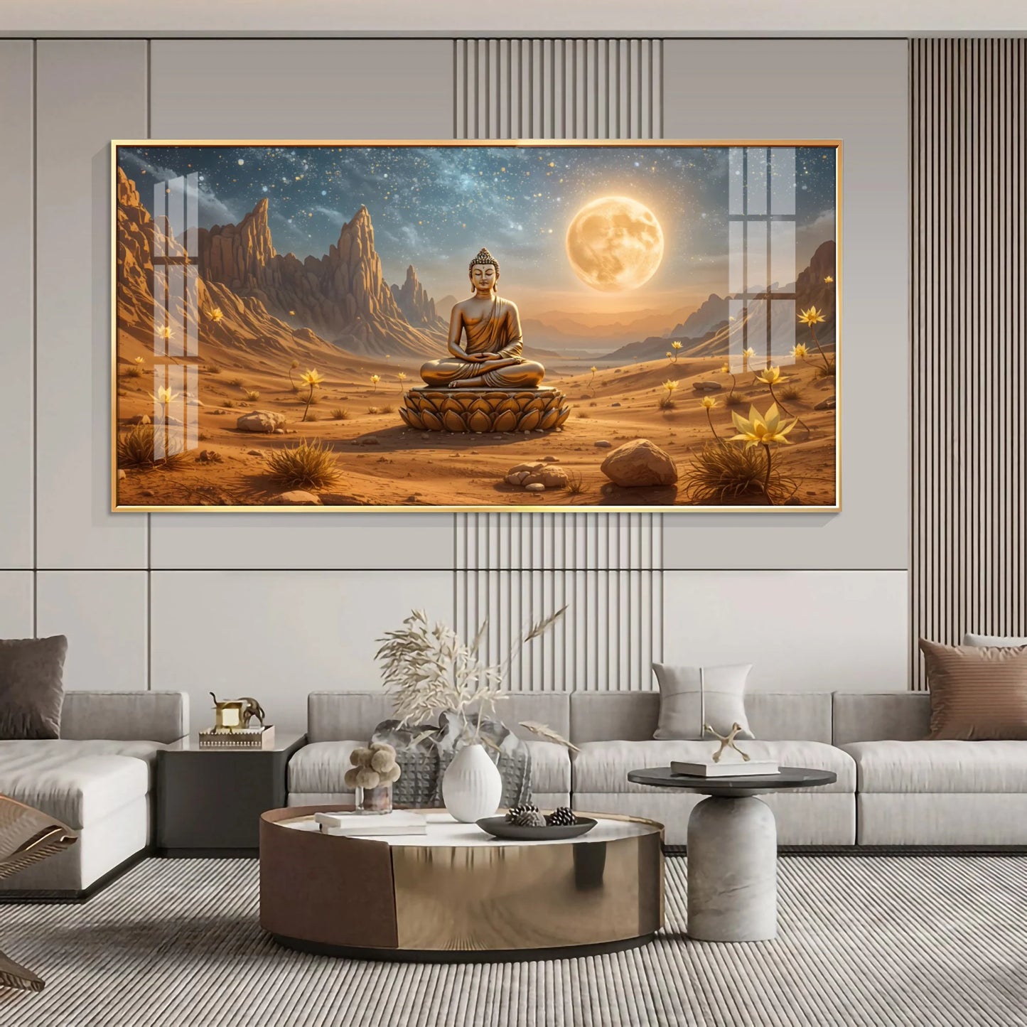 Buddha's Desert Harmony Premium Acrylic Horizontal Wall Art