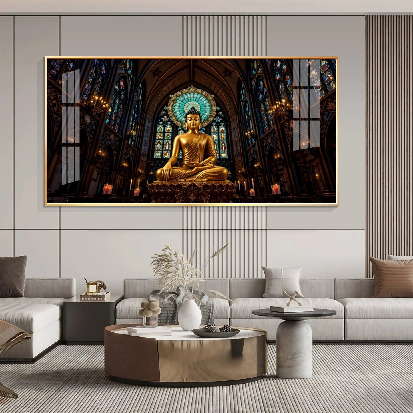 Radiant Peace Buddha Premium Acrylic Horizontal Wall Art