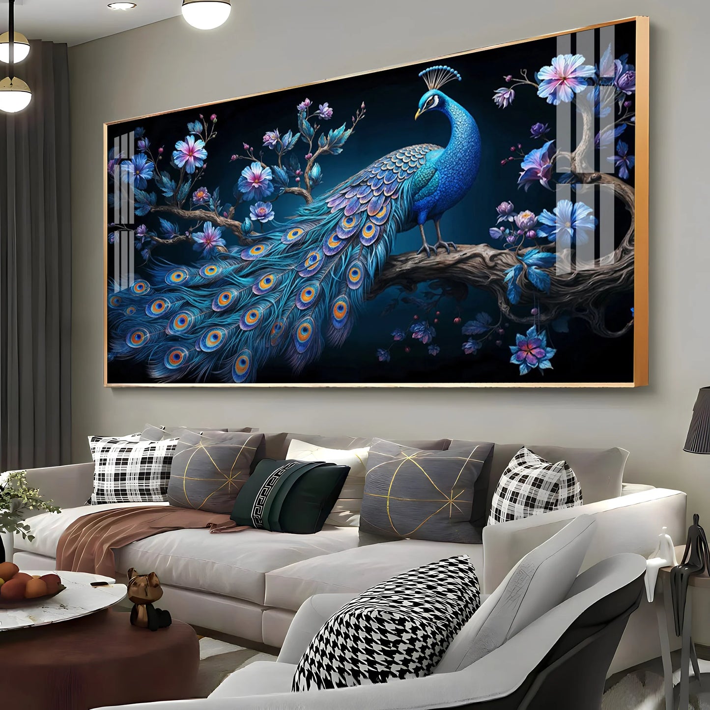 Surreal Peacock Scenery Premium Acrylic Horizontal Wall Art