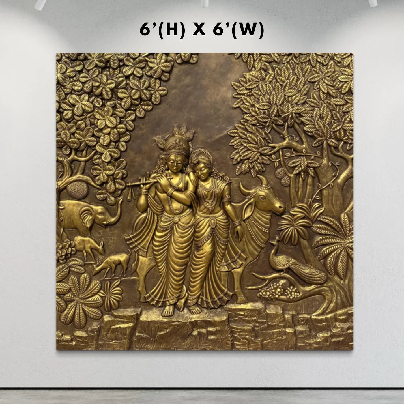 Radha Krishna 3D Elevation Sculpture Relief Mural Wall Art | Multiple Size Available
