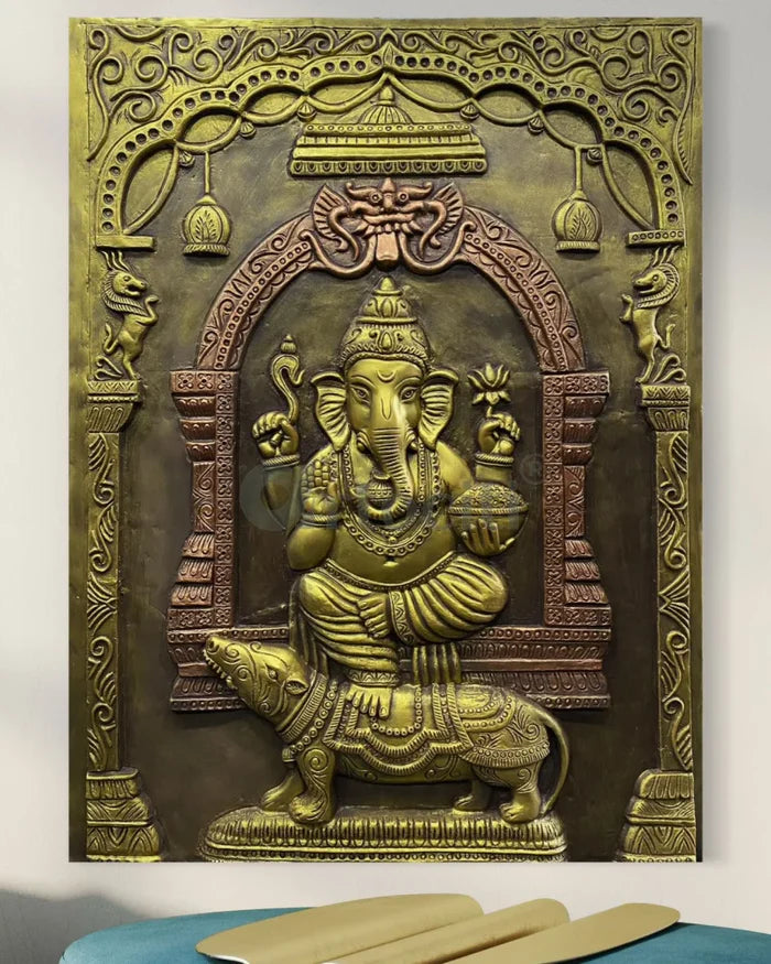 4X3 Feet Lord Ganesha 3D Relief Mural Wall Art