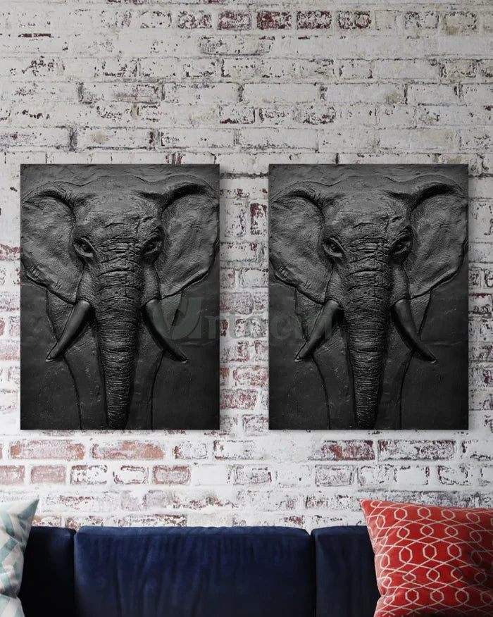 2X1.5 Feet Elephant Face 3D Relief Mural Wall Art | Abstract Nature wall art
