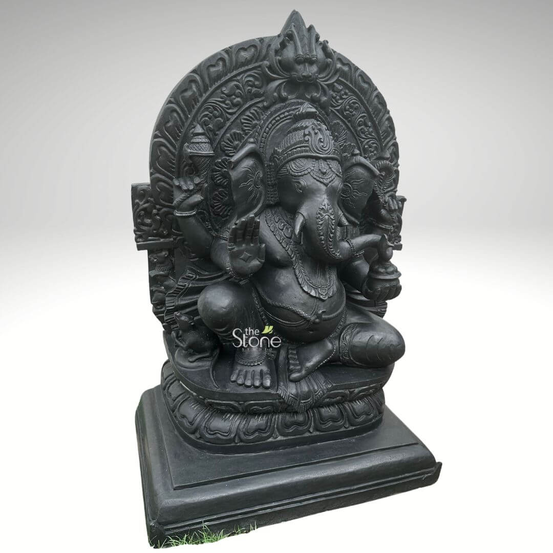 Black Stone Ganesha Murti 30″