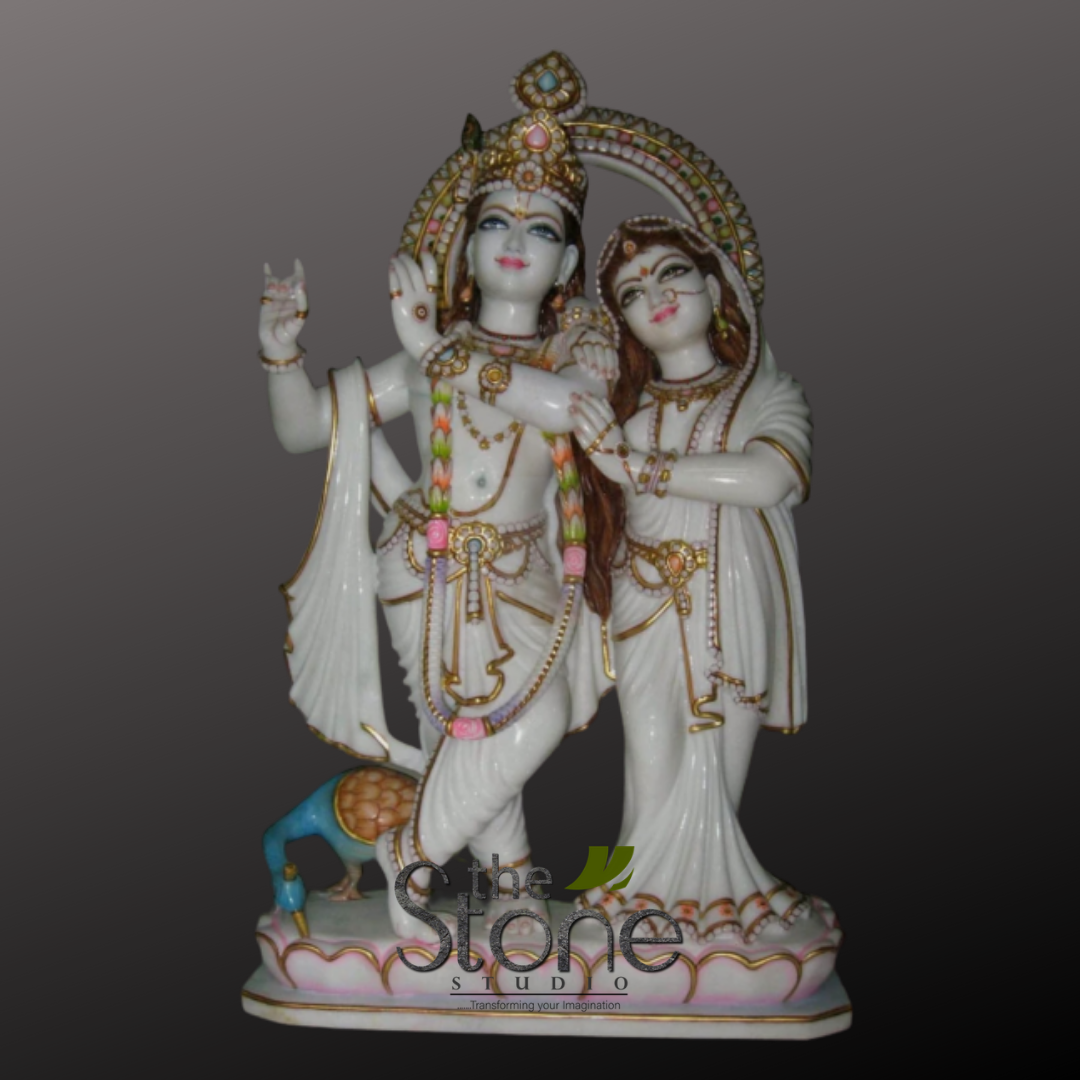 Radha Krishna Moorti in Marble Stone 30″