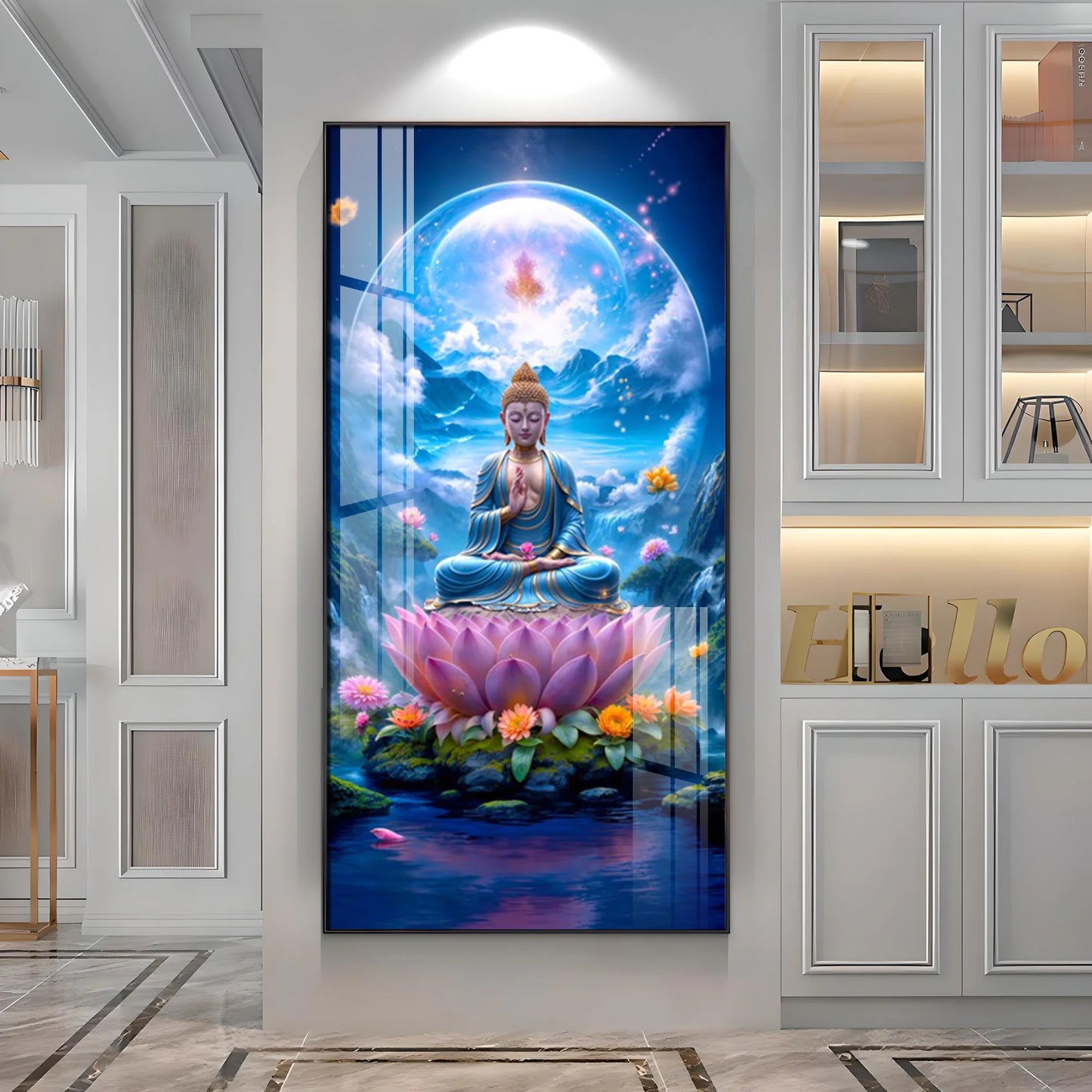 The Buddha's Lotus Premium Acrylic Vertical Wall Art