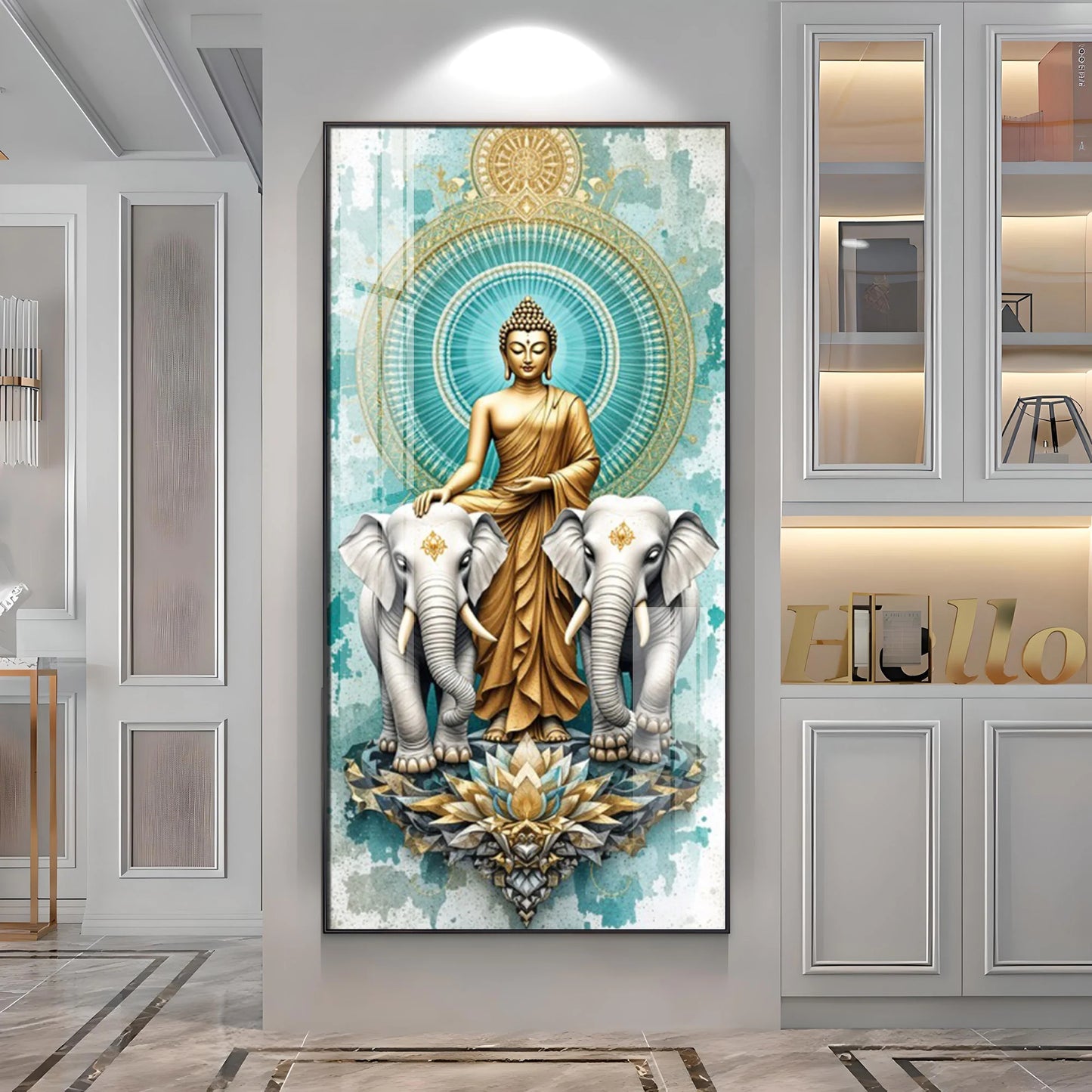 Elephants Mural Premium Acrylic Vertical Wall Art