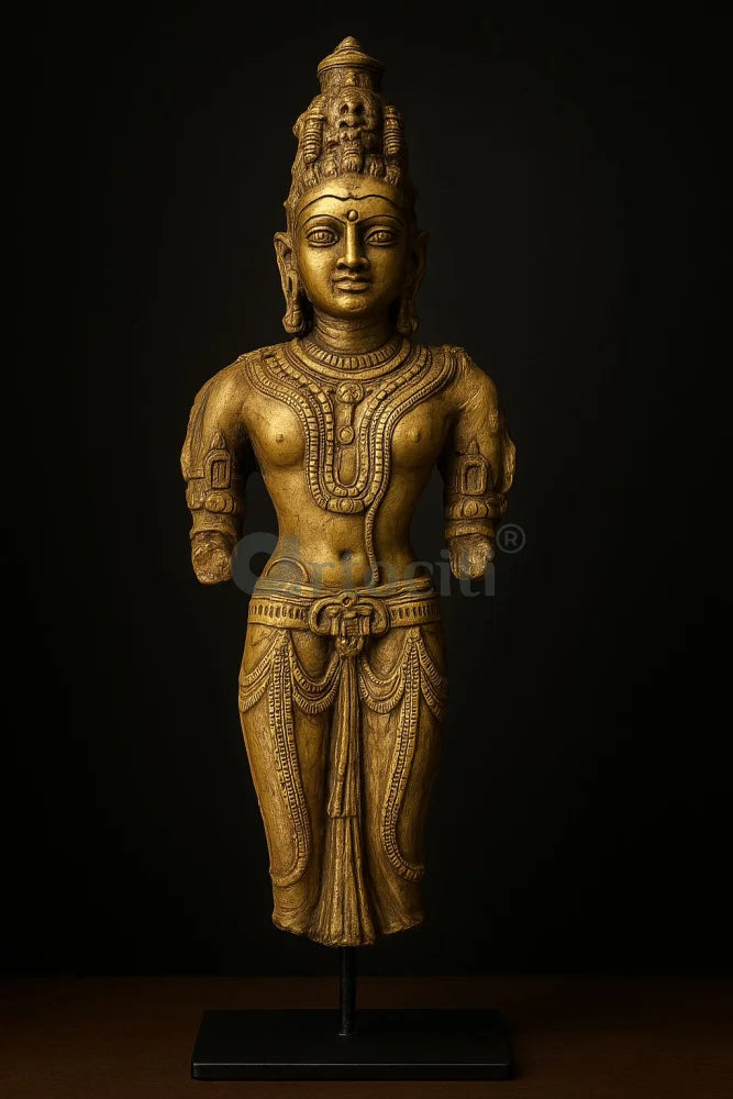 24.5X7 Inch Vishnu Ji Sculpture | 11th Century Sanawad Style | Blue Schist and sandstone Finish Table Display | Cultured marble Idol